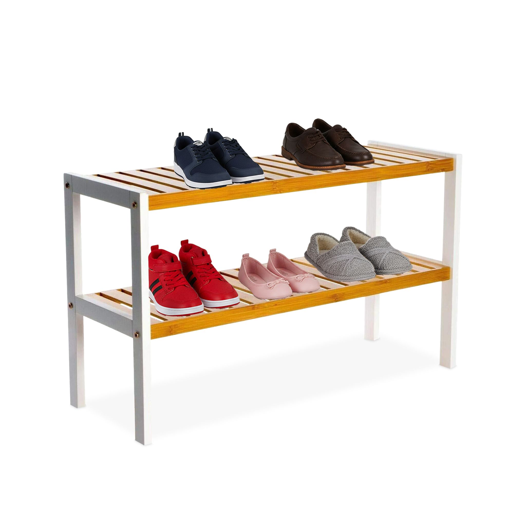 Schuhregal Bambus Hellbraun-Schwarz