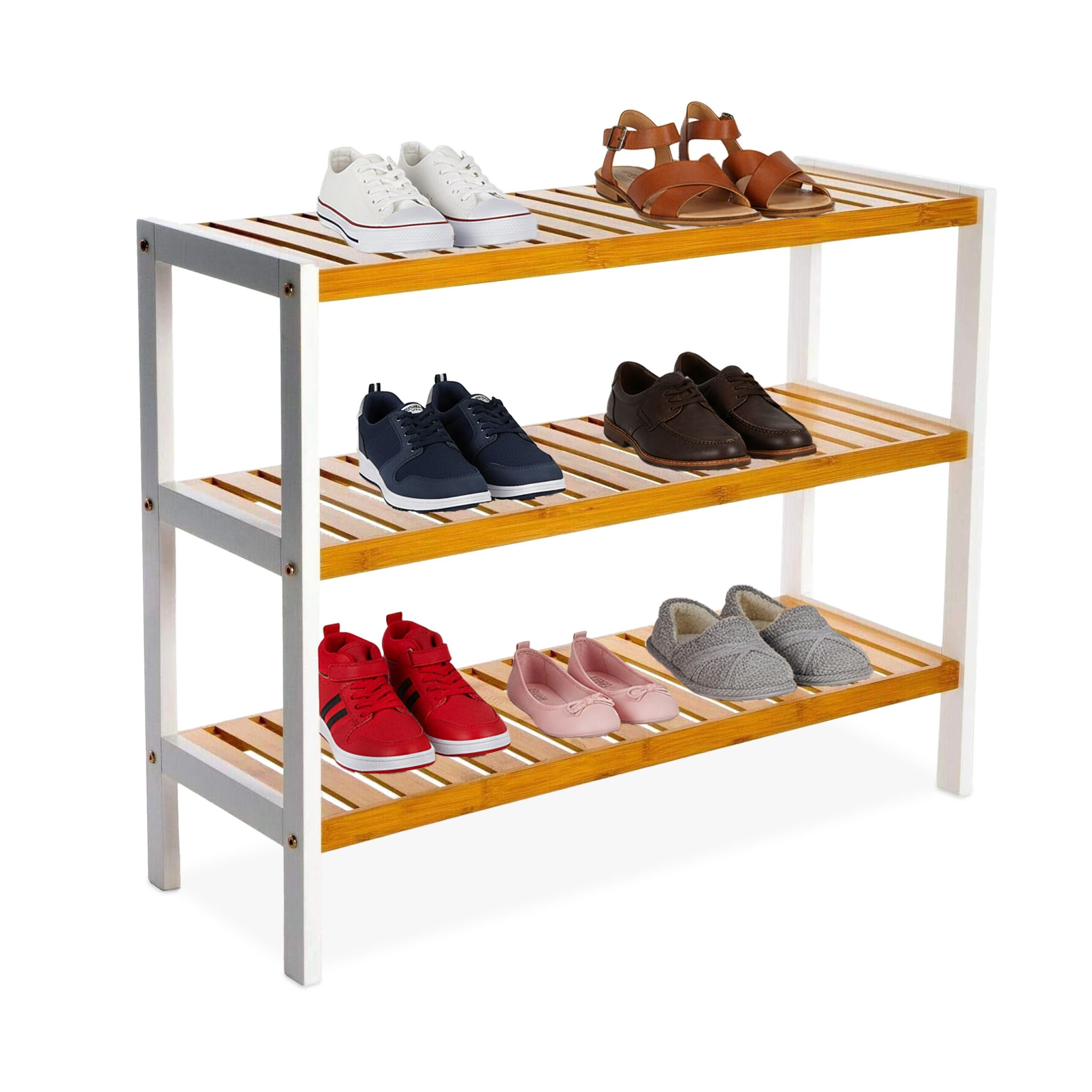 Schuhregal Bambus Hellbraun-Schwarz