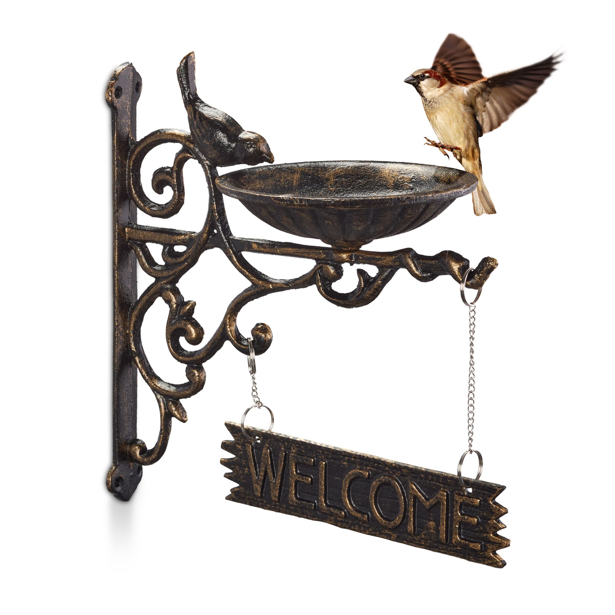 Vogeltränke Welcome Braun-Gold