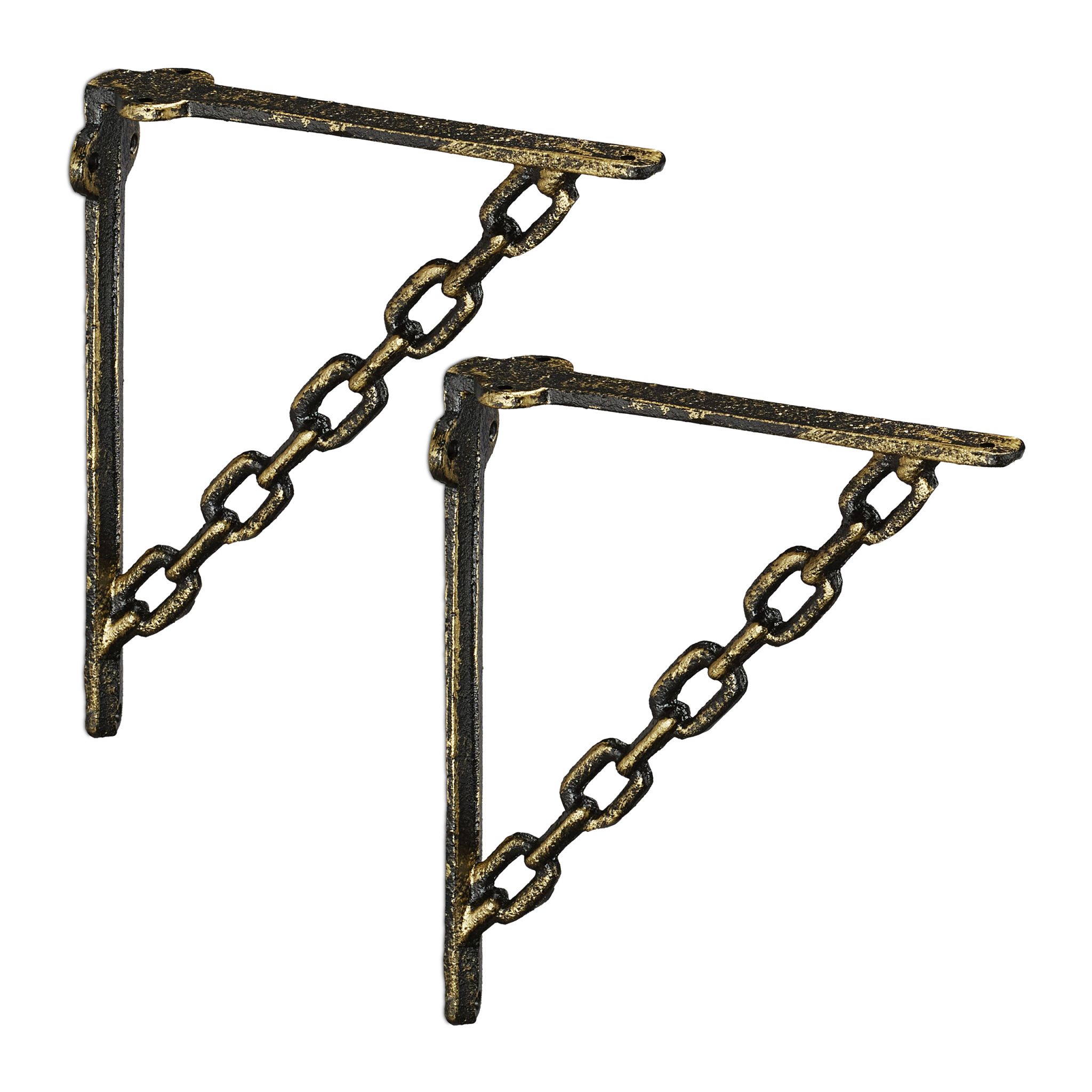 Regalwinkel Gusseisen Kette 2er-Set Braun-Gold