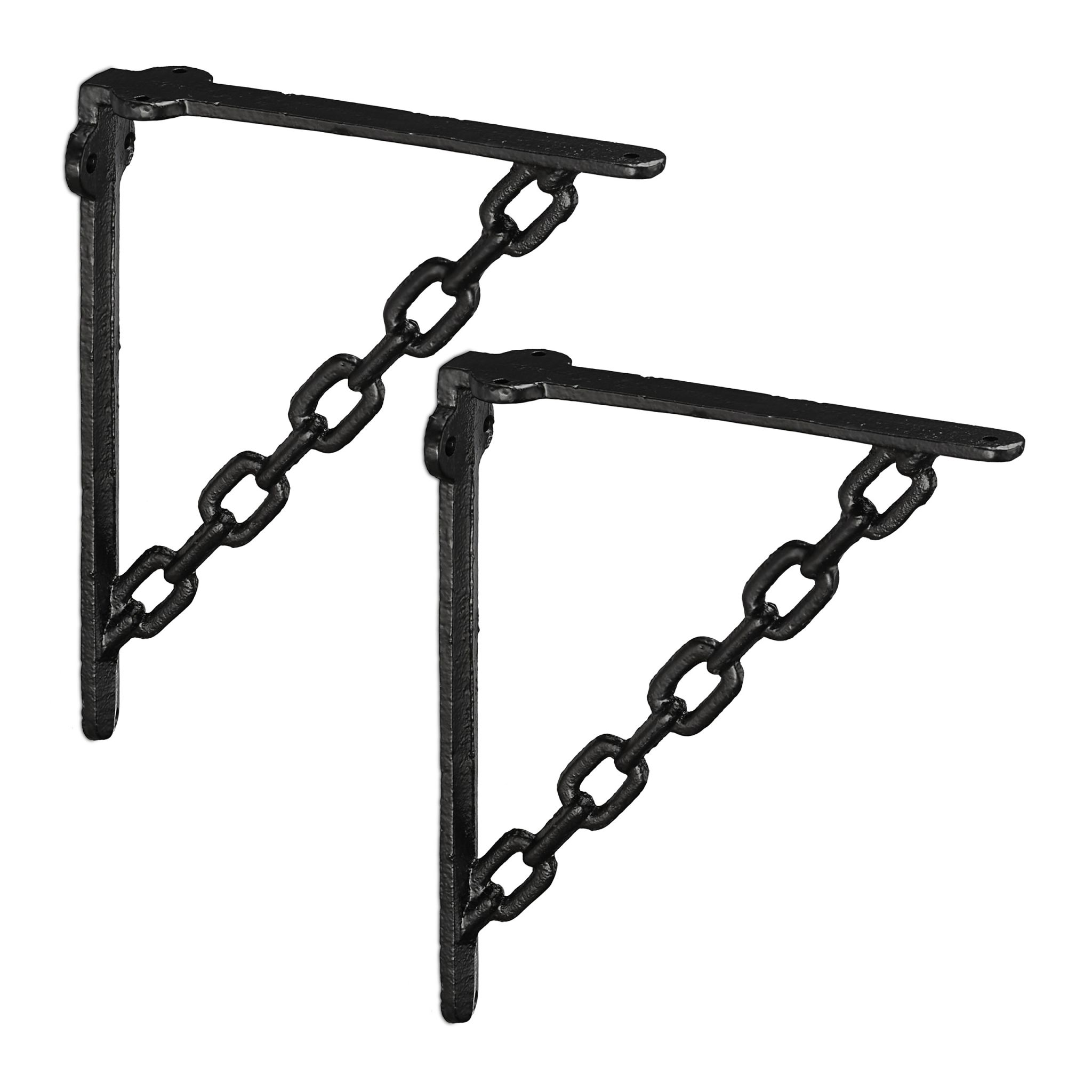 Regalwinkel Gusseisen Kette 2er-Set Schwarz