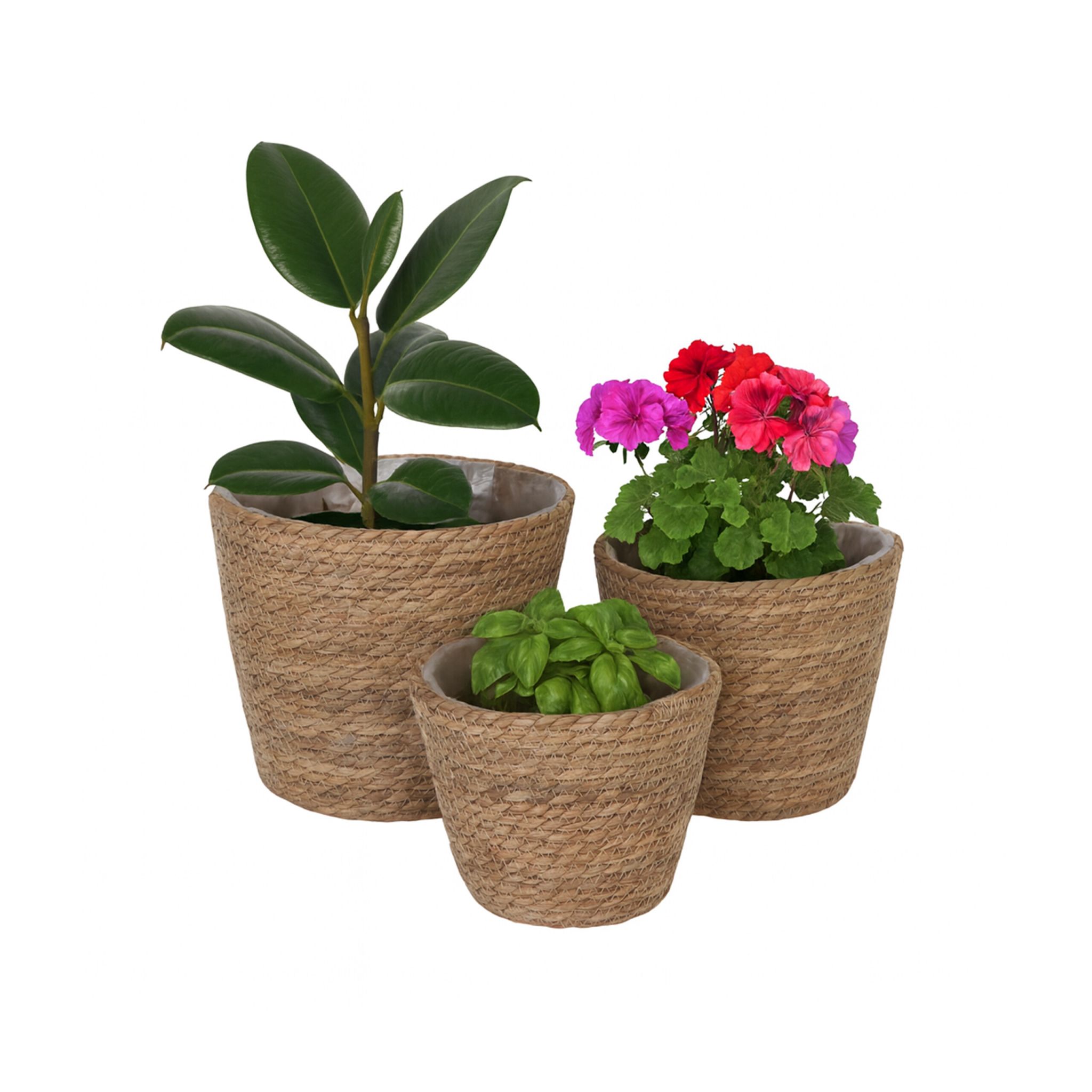 Runder Blumentopf 3er-Set Beige