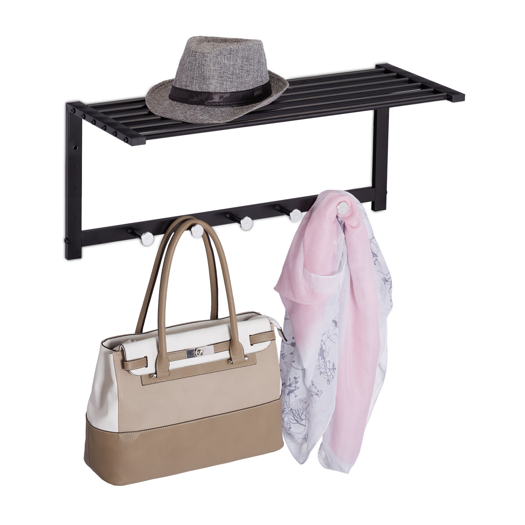 Wandgarderobe mit Ablage Schwarz-Silber