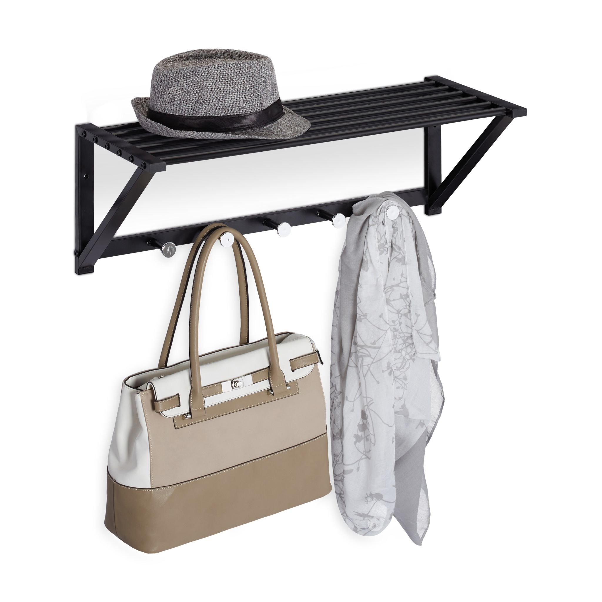 Wandgarderobe mit Ablage Schwarz-Silber