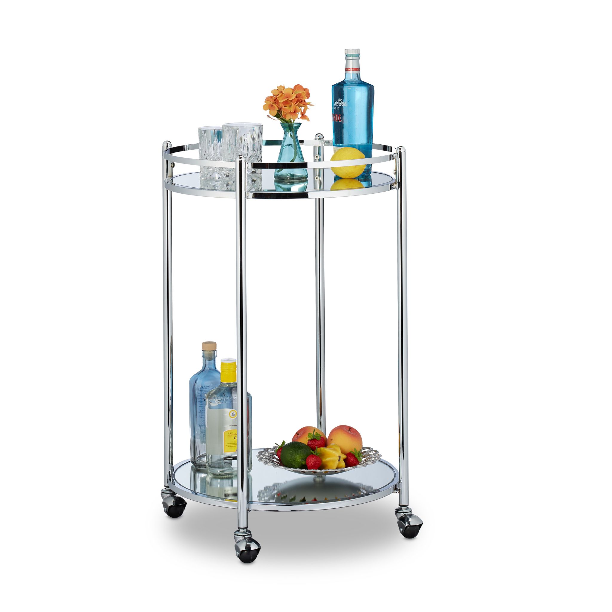 Servierwagen rund Silber Silber-Transparent