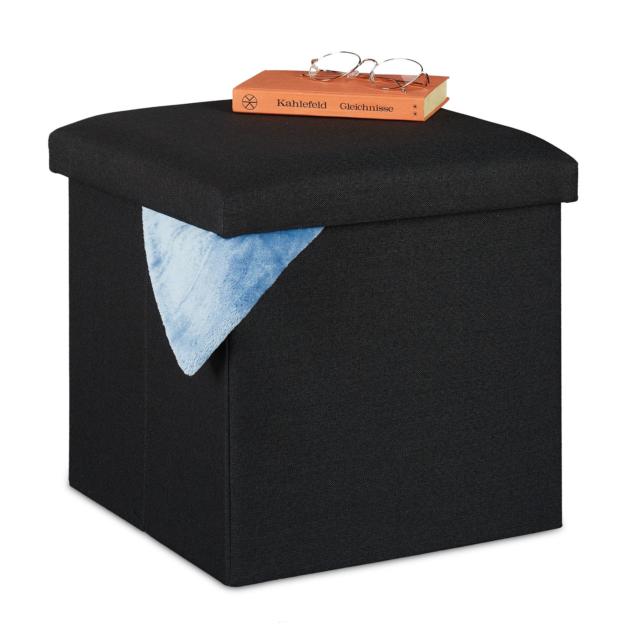 Sitzhocker mit Stauraum Schwarz