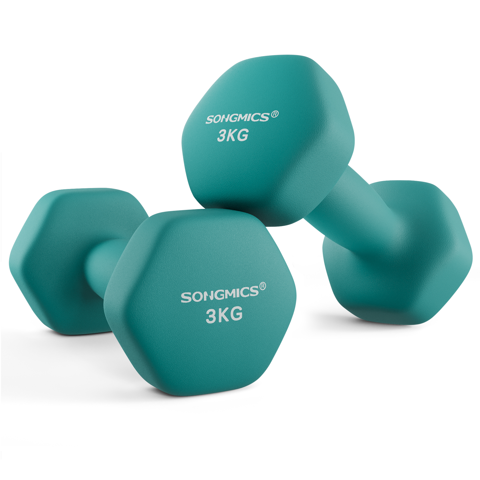 Hanteln 2x3kg Neopren Teal Gusseisen