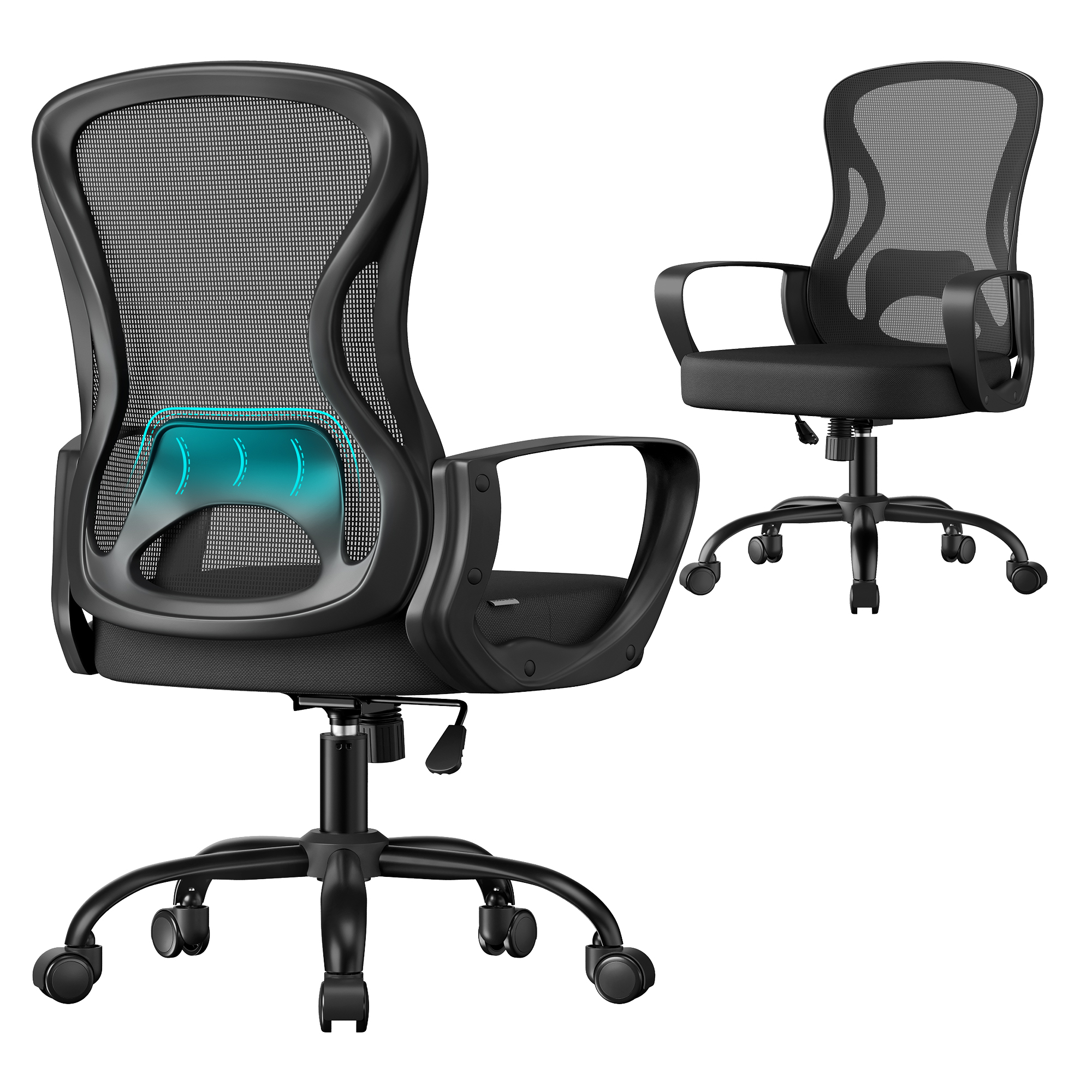Drehstuhl ergonomisch Lumbalstütze schwarz Mesh
