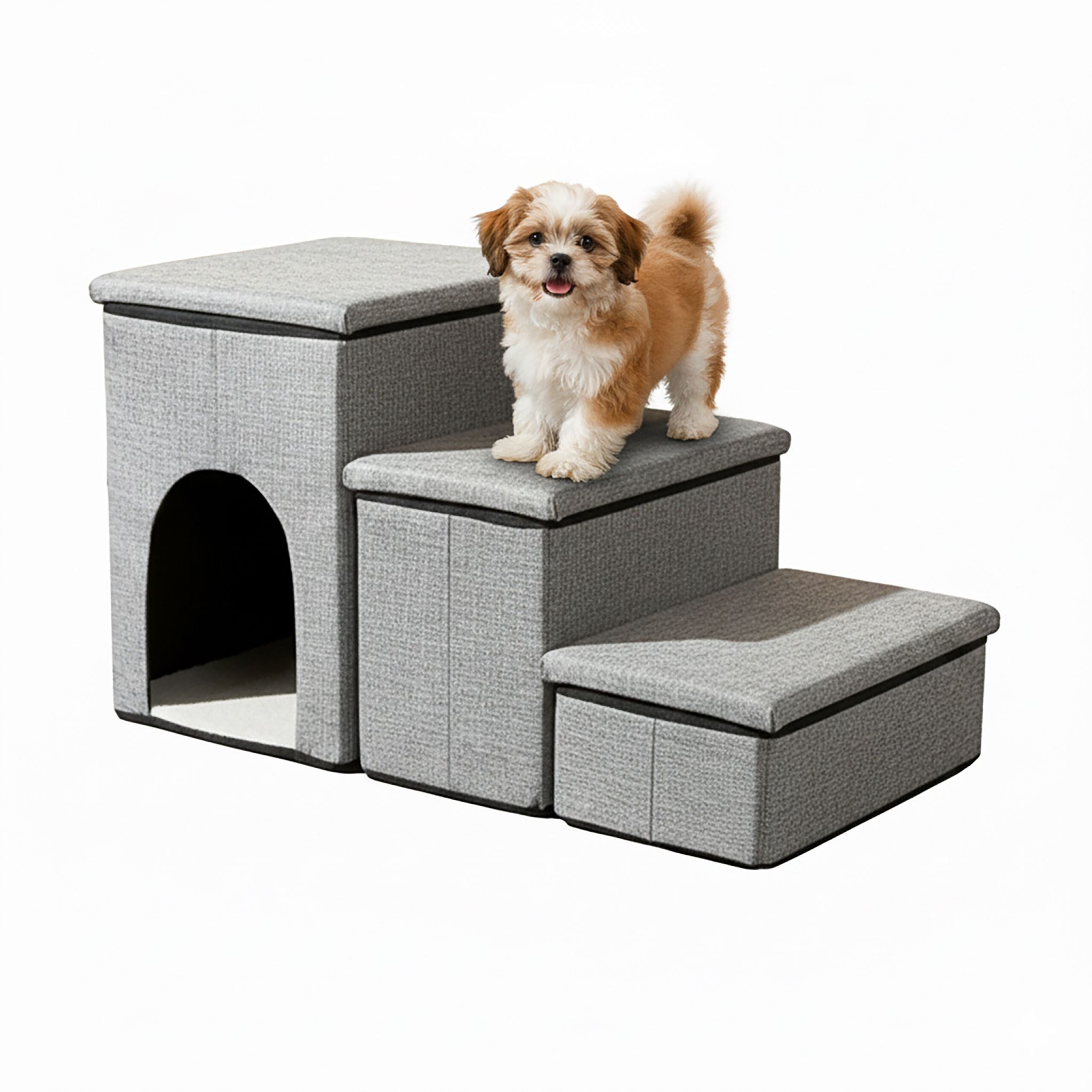Faltbare Hundetreppe mit 3 Stufen Grau