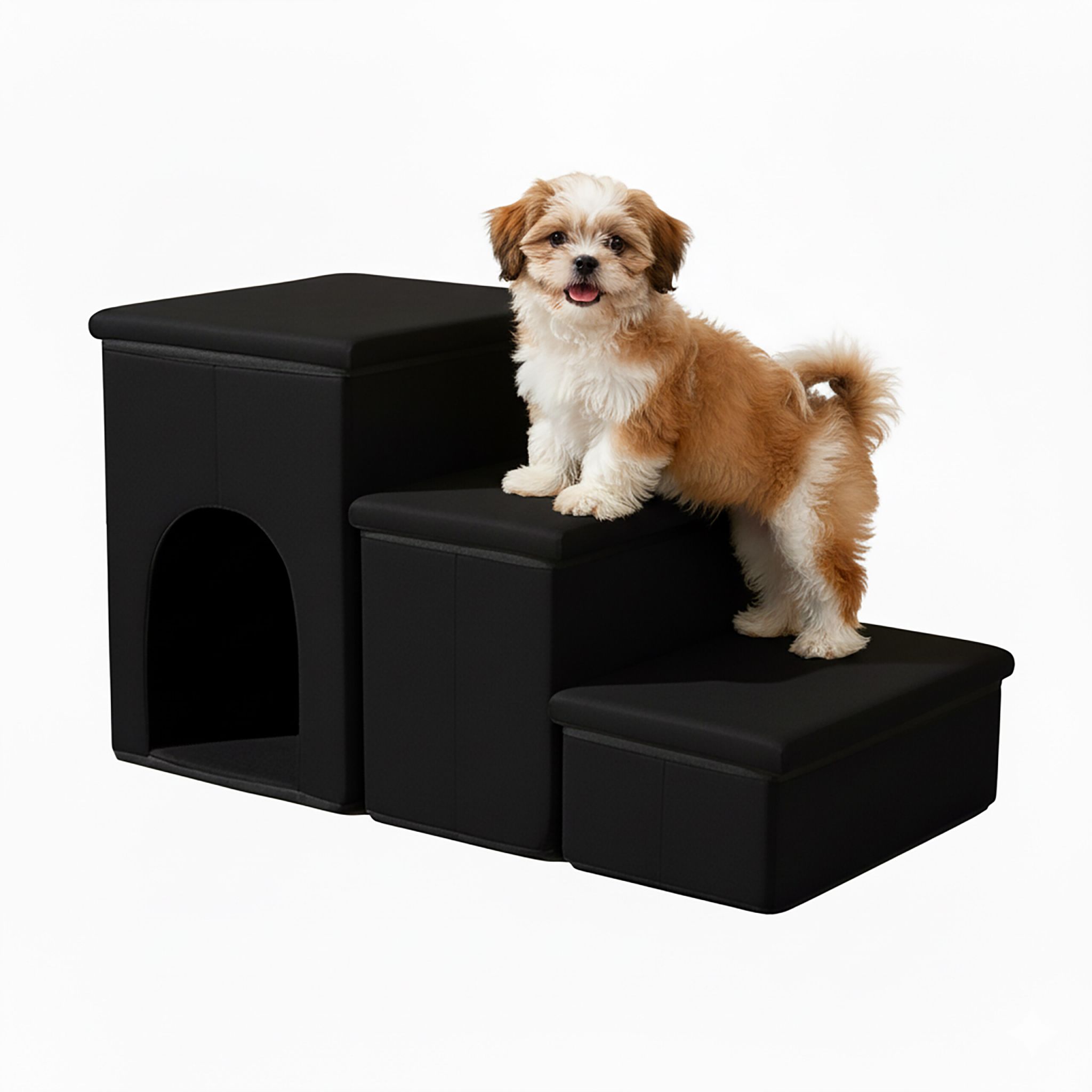 Faltbare Hundetreppe mit 3 Stufen Schwarz