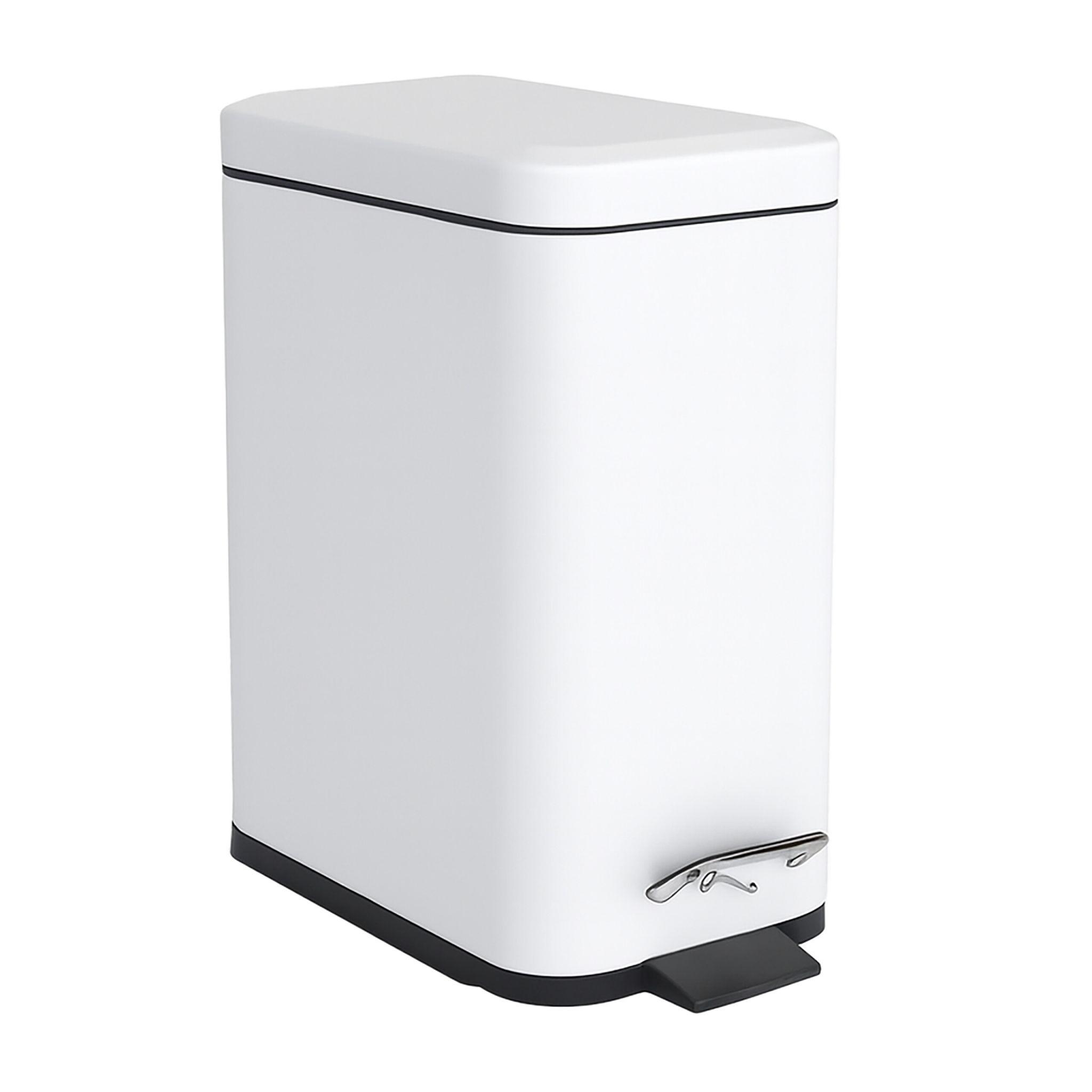 Bad Mülleimer 5 l Softclose Weiss-Schwarz-Silber