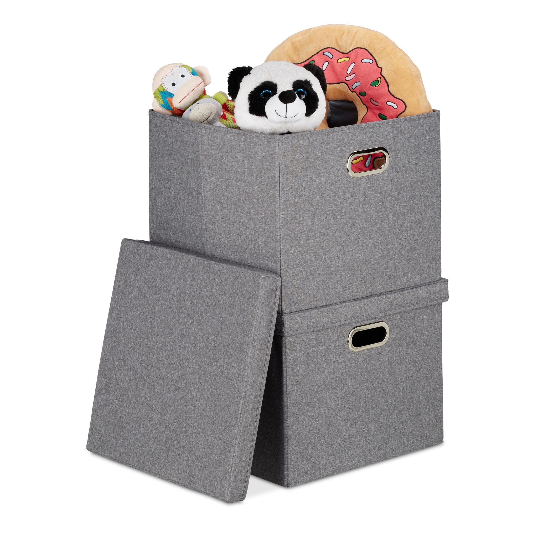 Aufbewahrungsbox quadratisch 2er-Set Grau