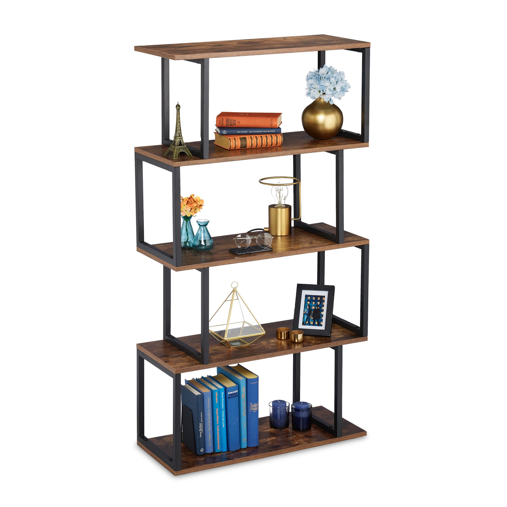 Bücherregal Industrial Design Braun-Schwarz
