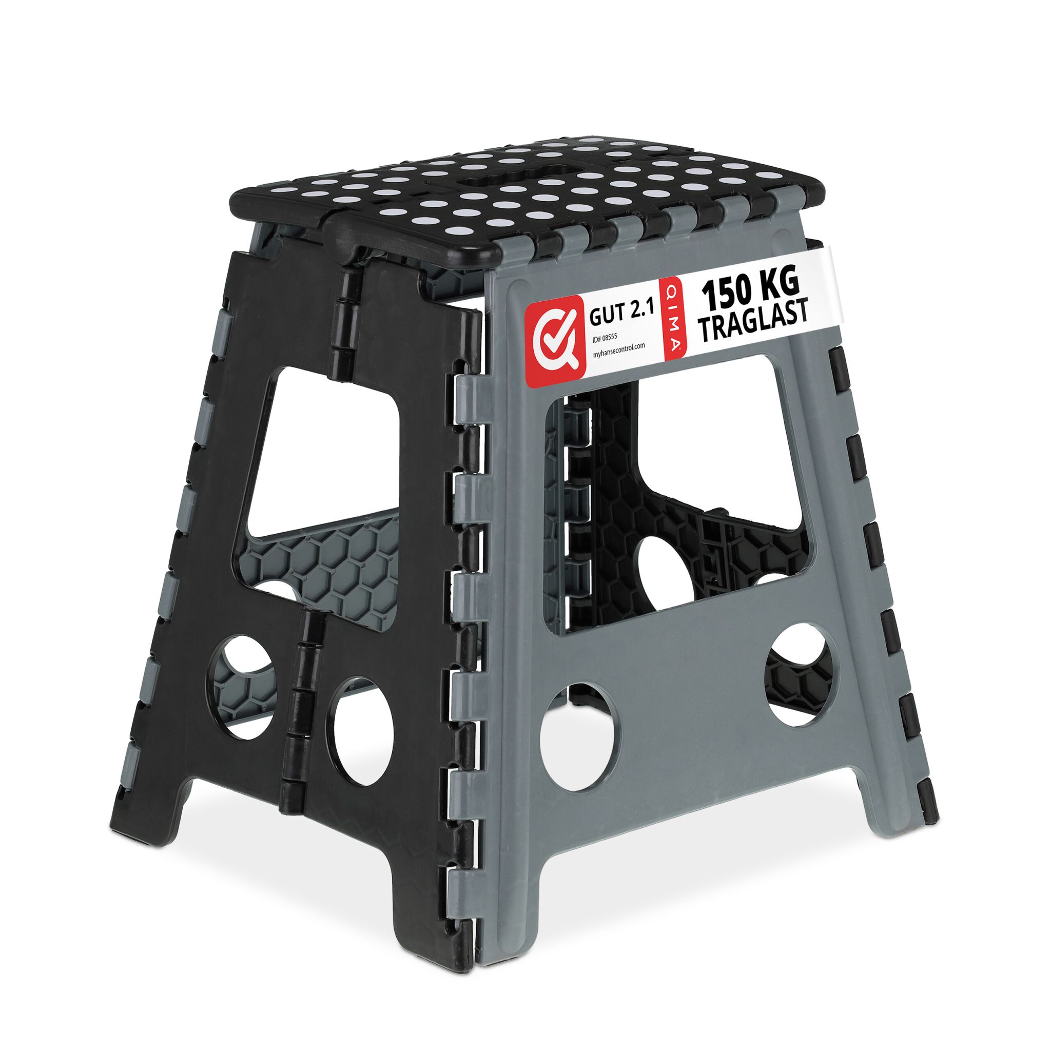 Klapphocker faltbar XL Schwarz-Grau