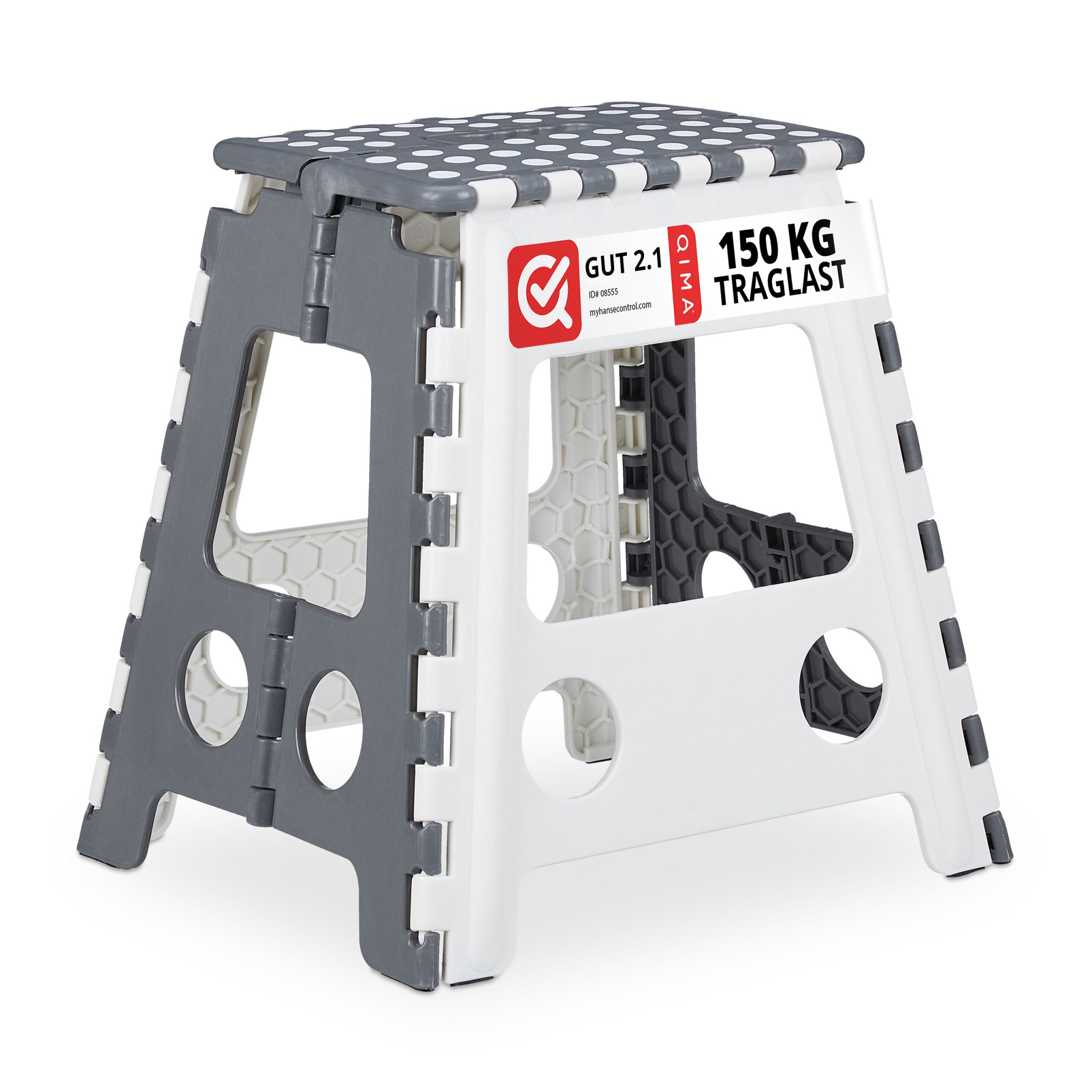 Klapphocker faltbar XL Weiss-Grau