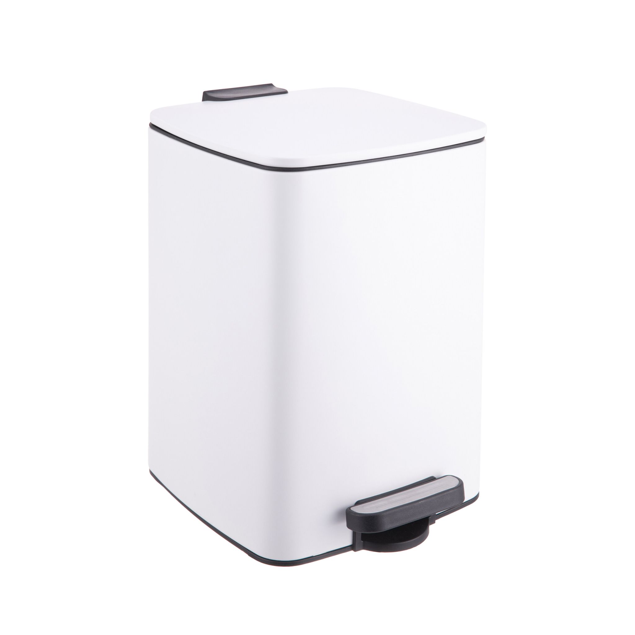 Mülleimer Küche 12L Weiss-Schwarz-Silber