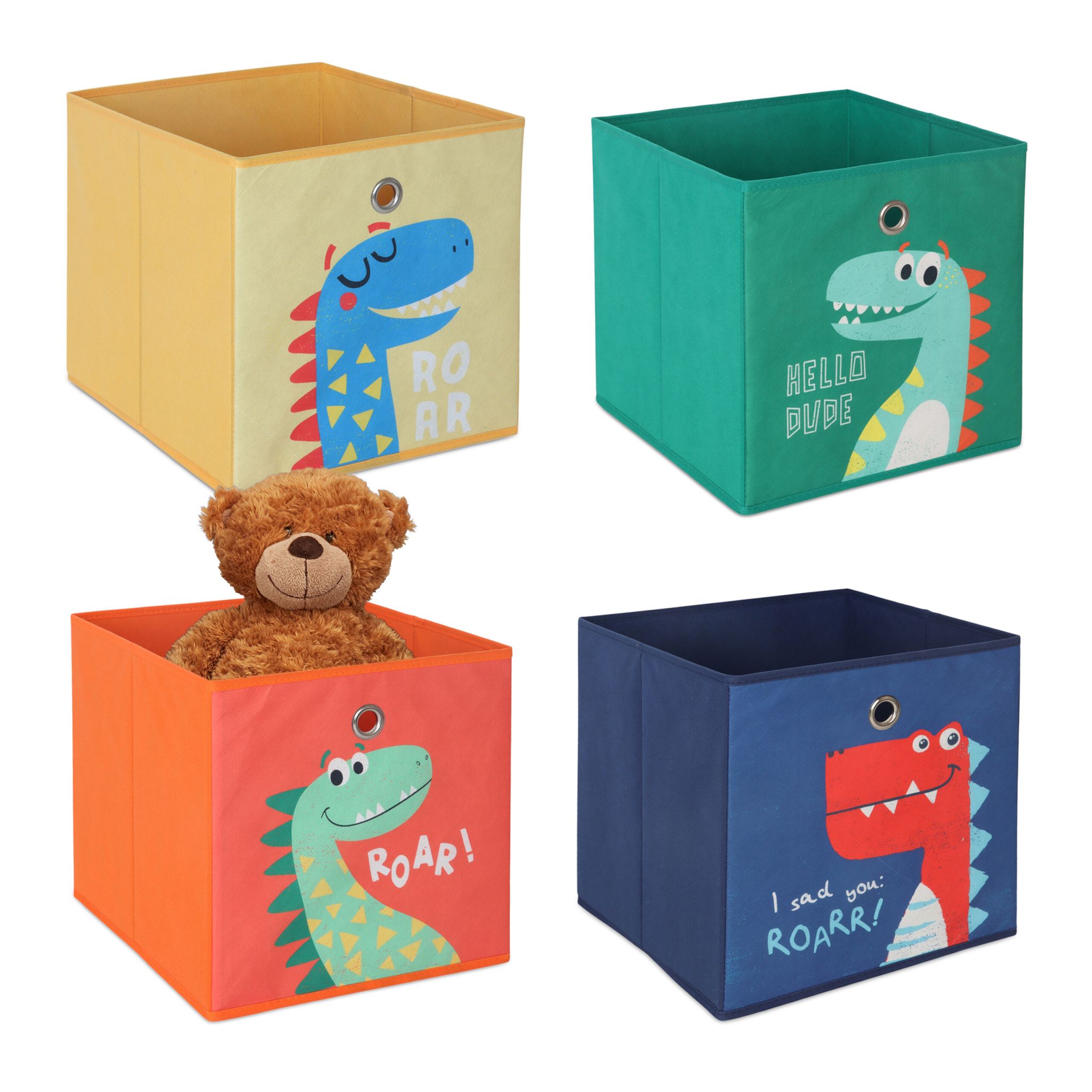 Kinder Aufbewahrungsboxen 4er-Set Blau-Gelb-Grün