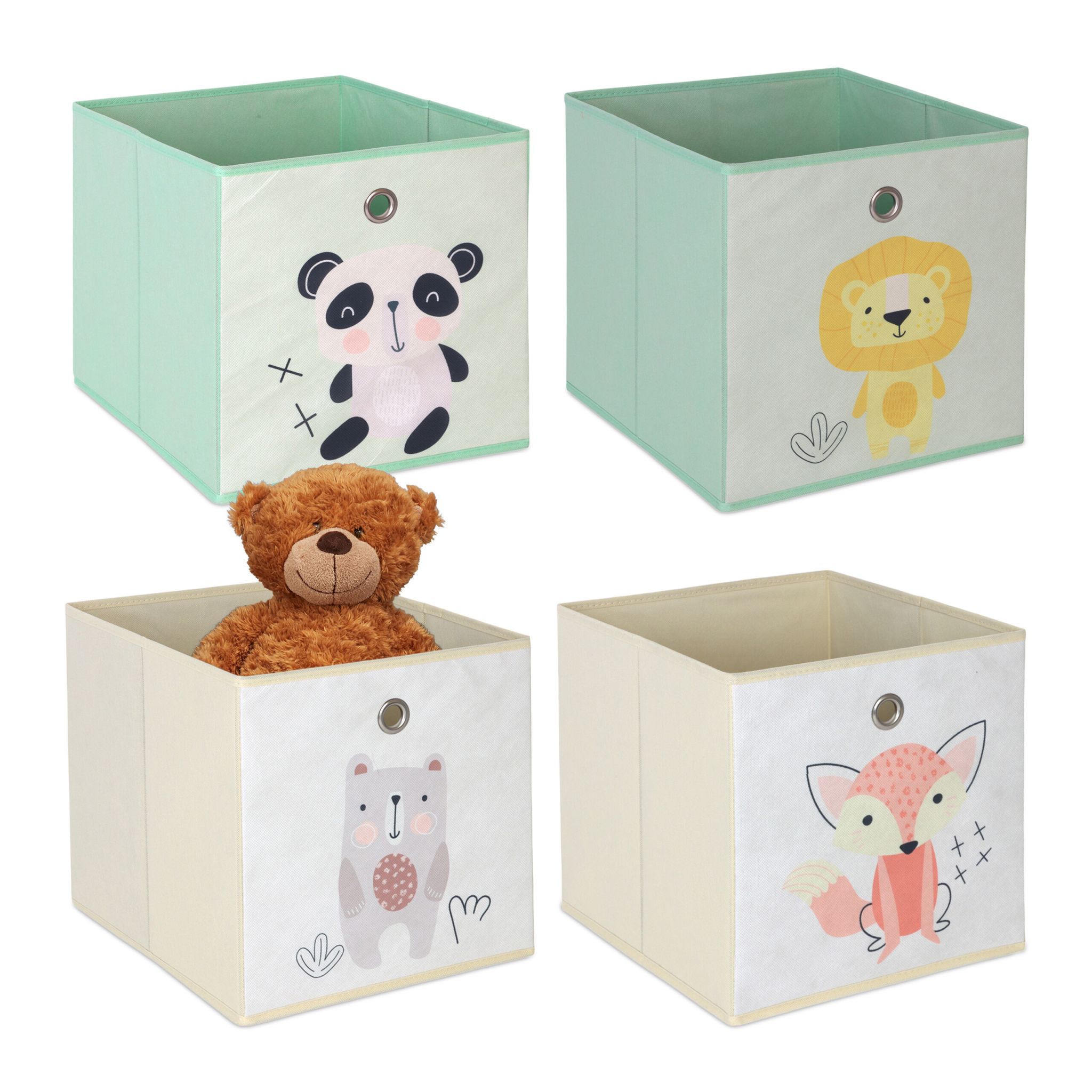 Kinder Aufbewahrungsboxen 4er-Set Gelb-Grün