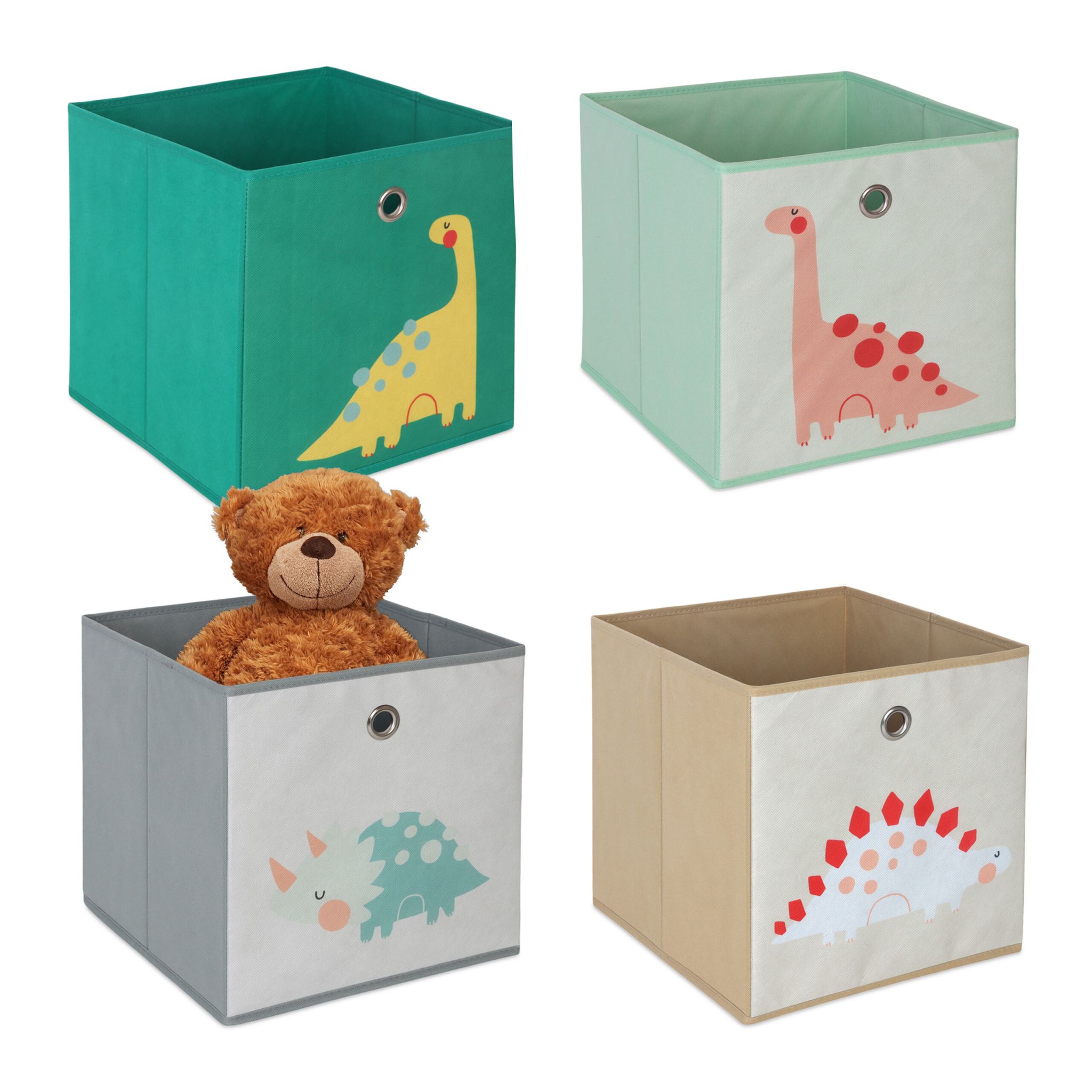 Kinder Aufbewahrungsboxen 4er-Set Dunkelgrün-Gelb-Grün