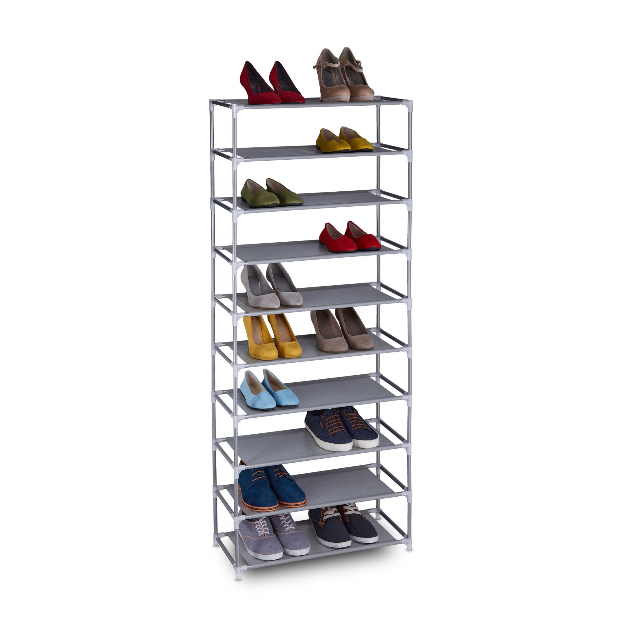 Schuhregal Stecksystem 10 Ebenen Grau
