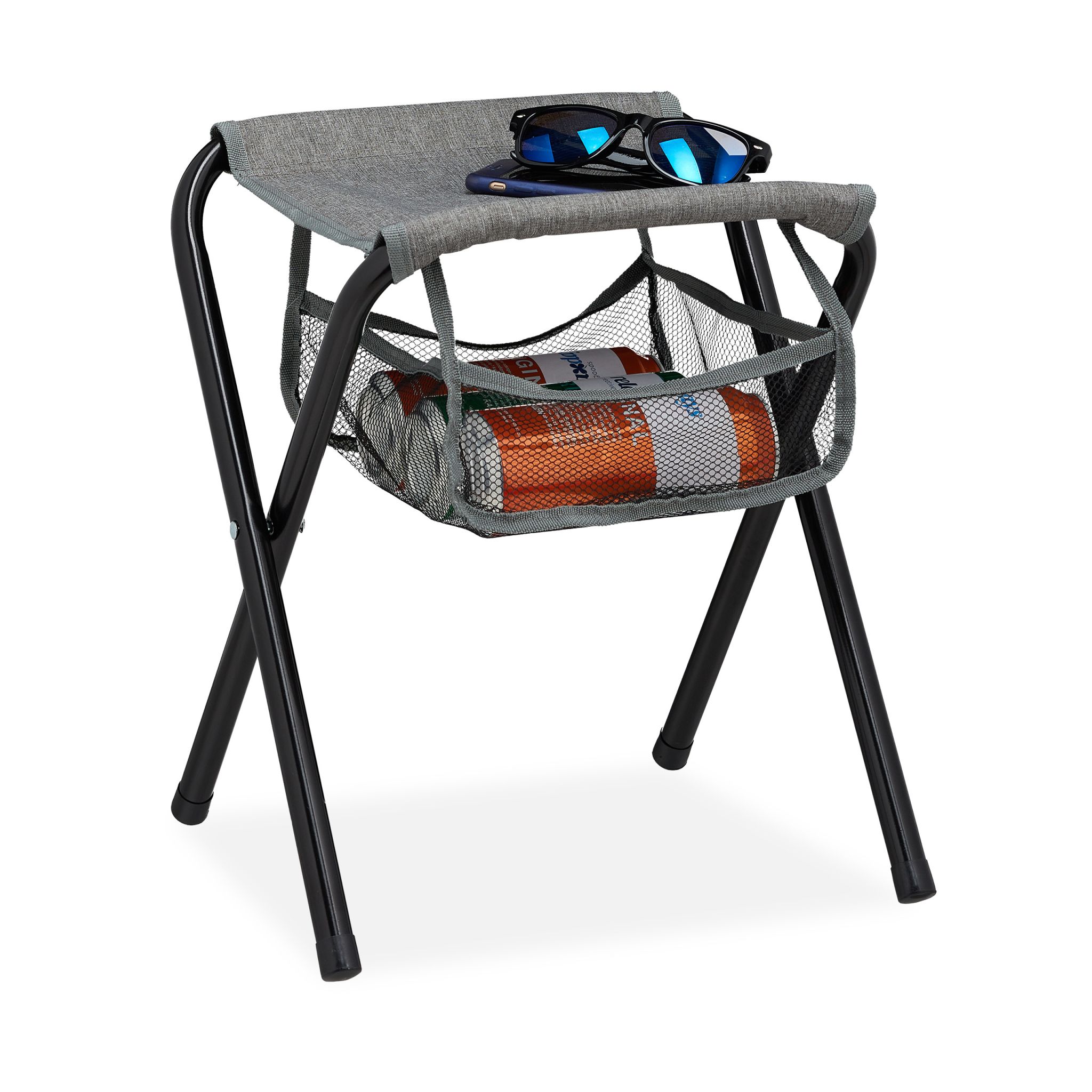 Campinghocker faltbar mit Tasche Grau
