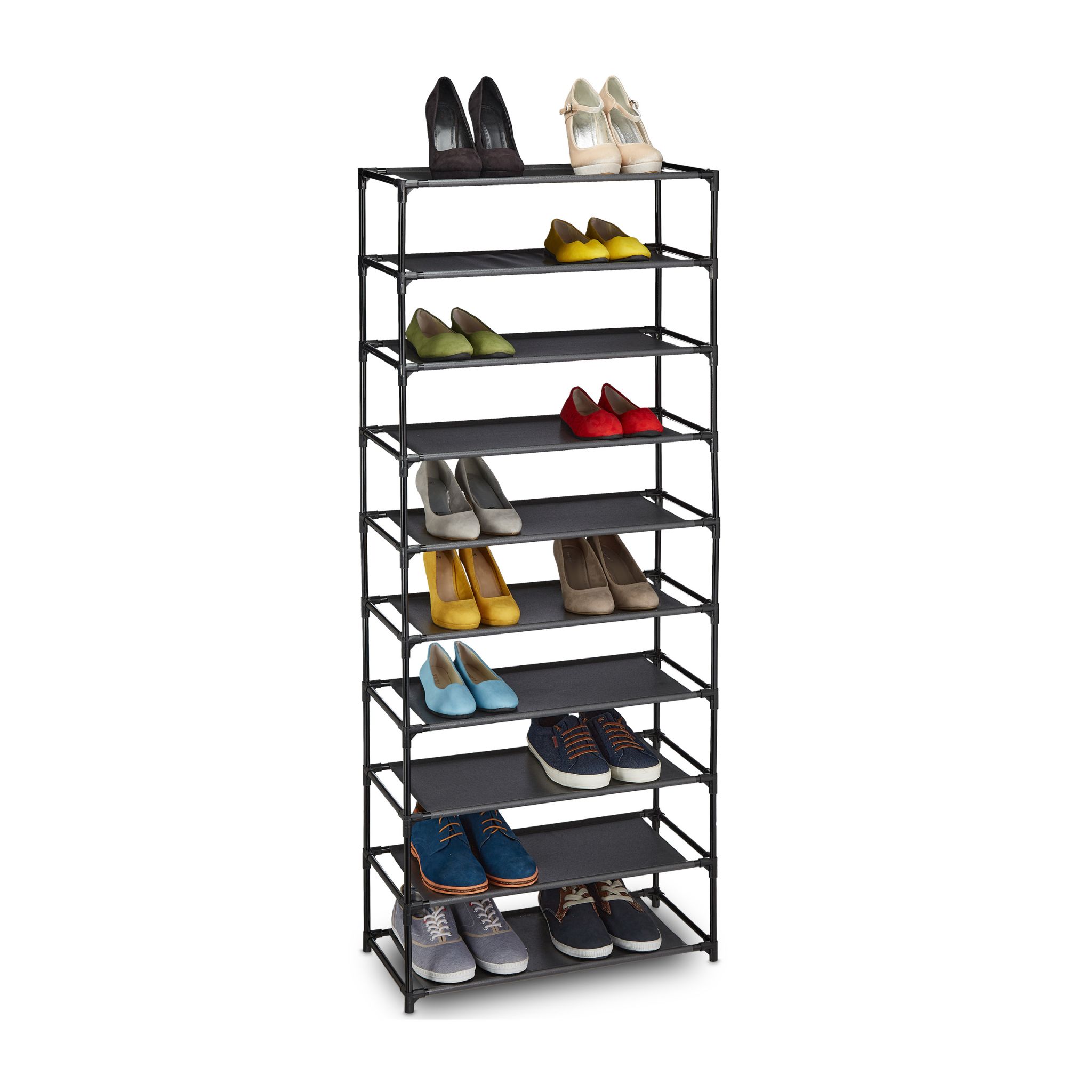 Schuhregal Stecksystem 10 Ebenen Schwarz