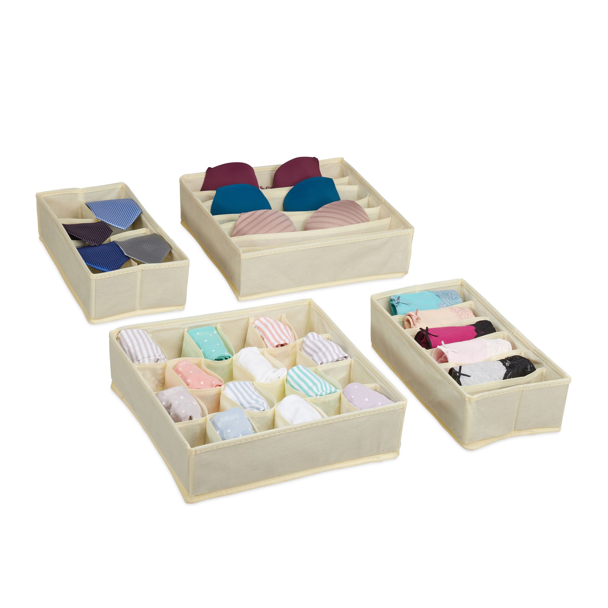 Unterwäscheorganiser 4er-Set Beige