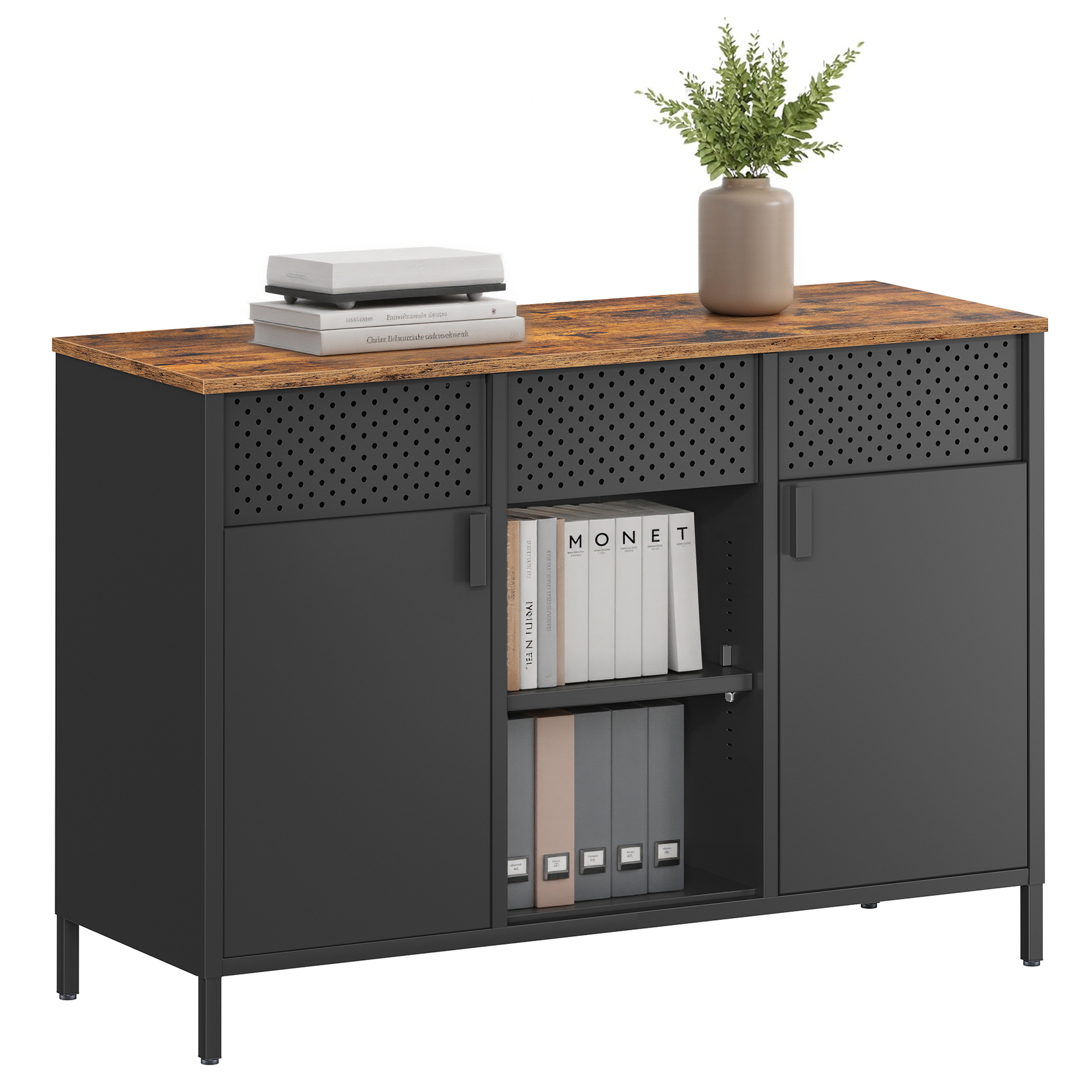 Metallschrank Doppeltür Magnetverschluss Vintagebraun Stahl