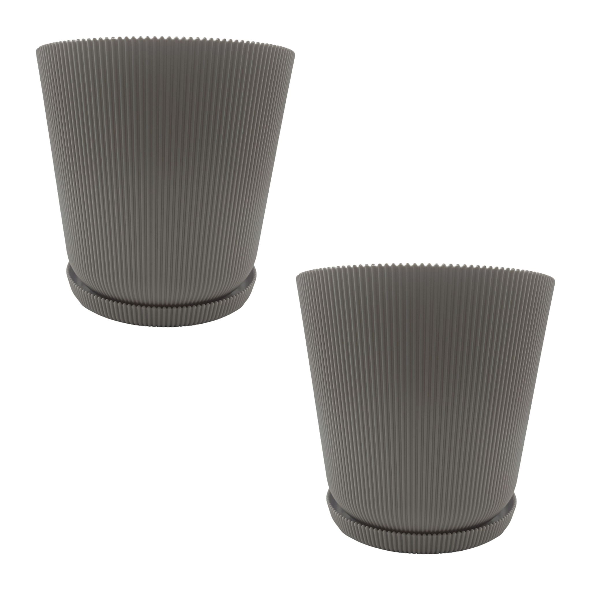 Blumentopf mit Untersetzer 2er-Set Silber