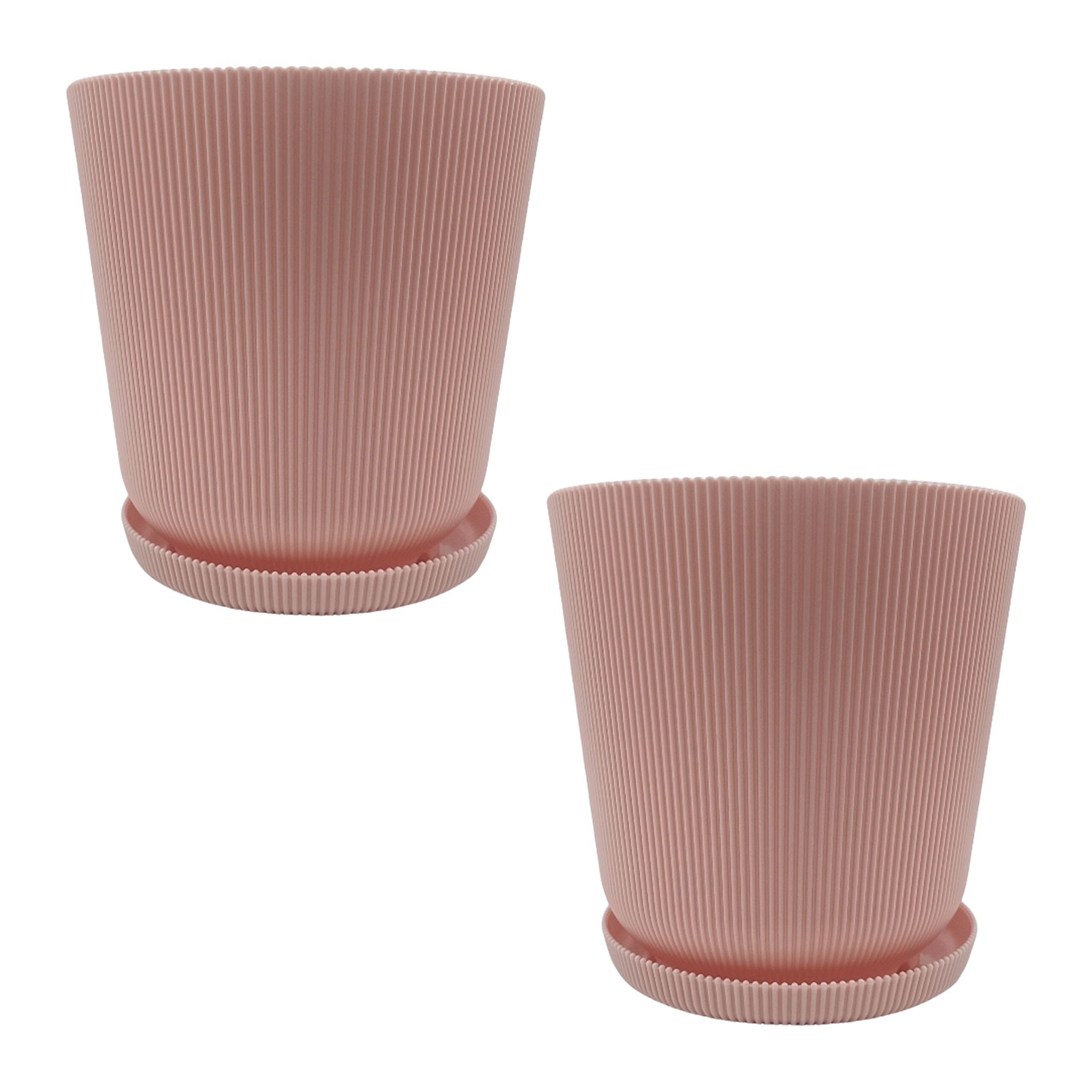 Blumentopf mit Untersetzer 2er-Set Rosa