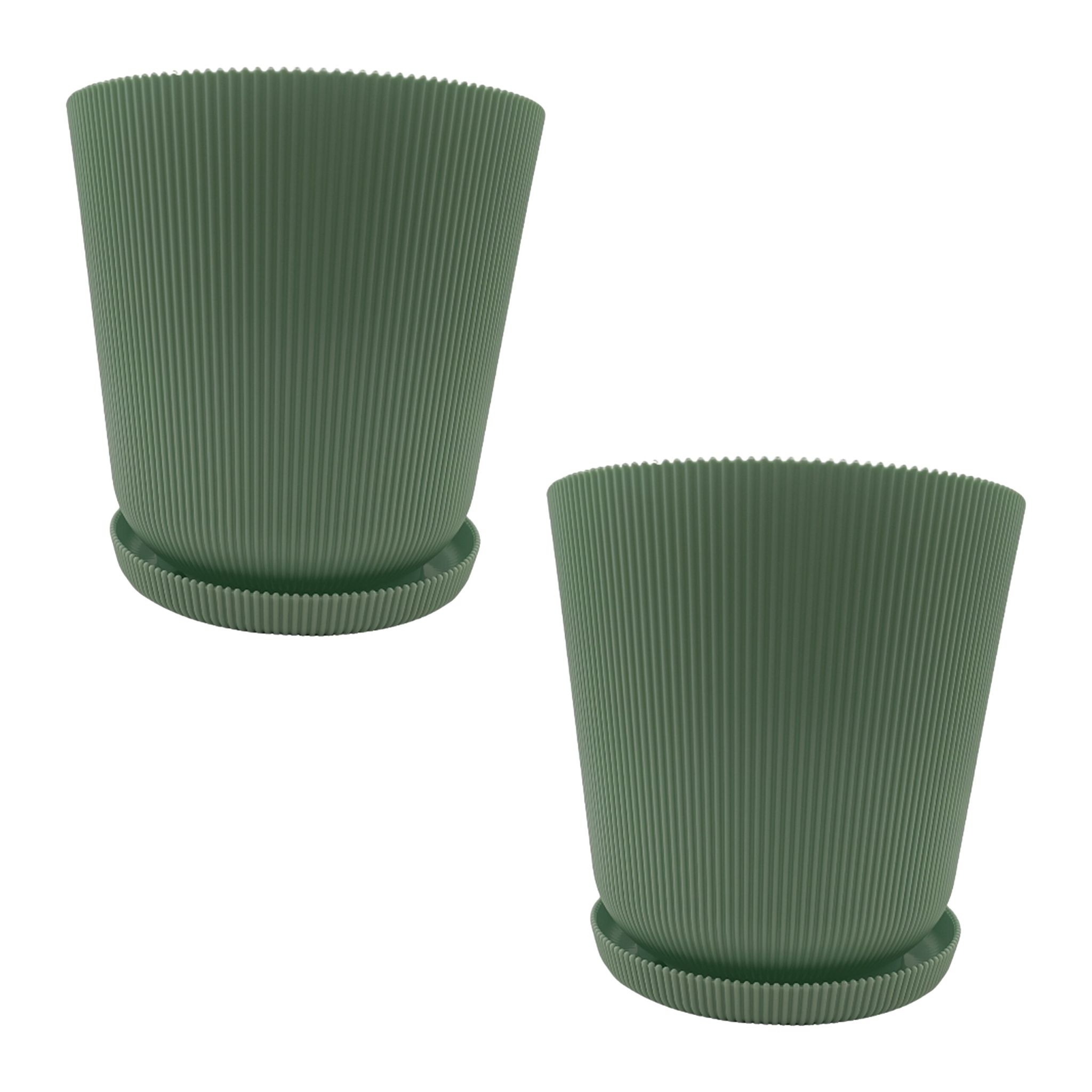 Blumentopf mit Untersetzer 2er-Set Grün