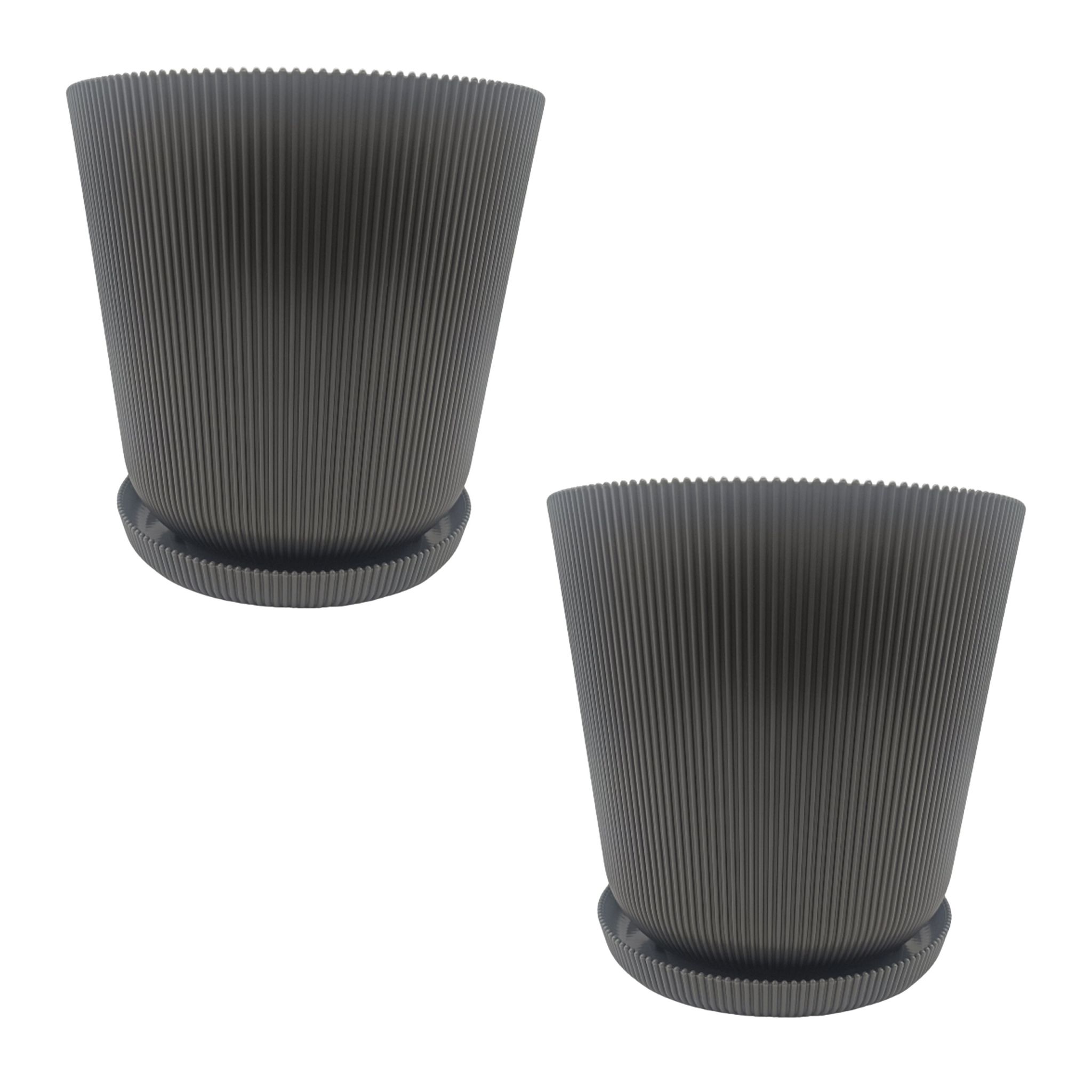 Blumentopf mit Untersetzer 2er-Set Anthrazit