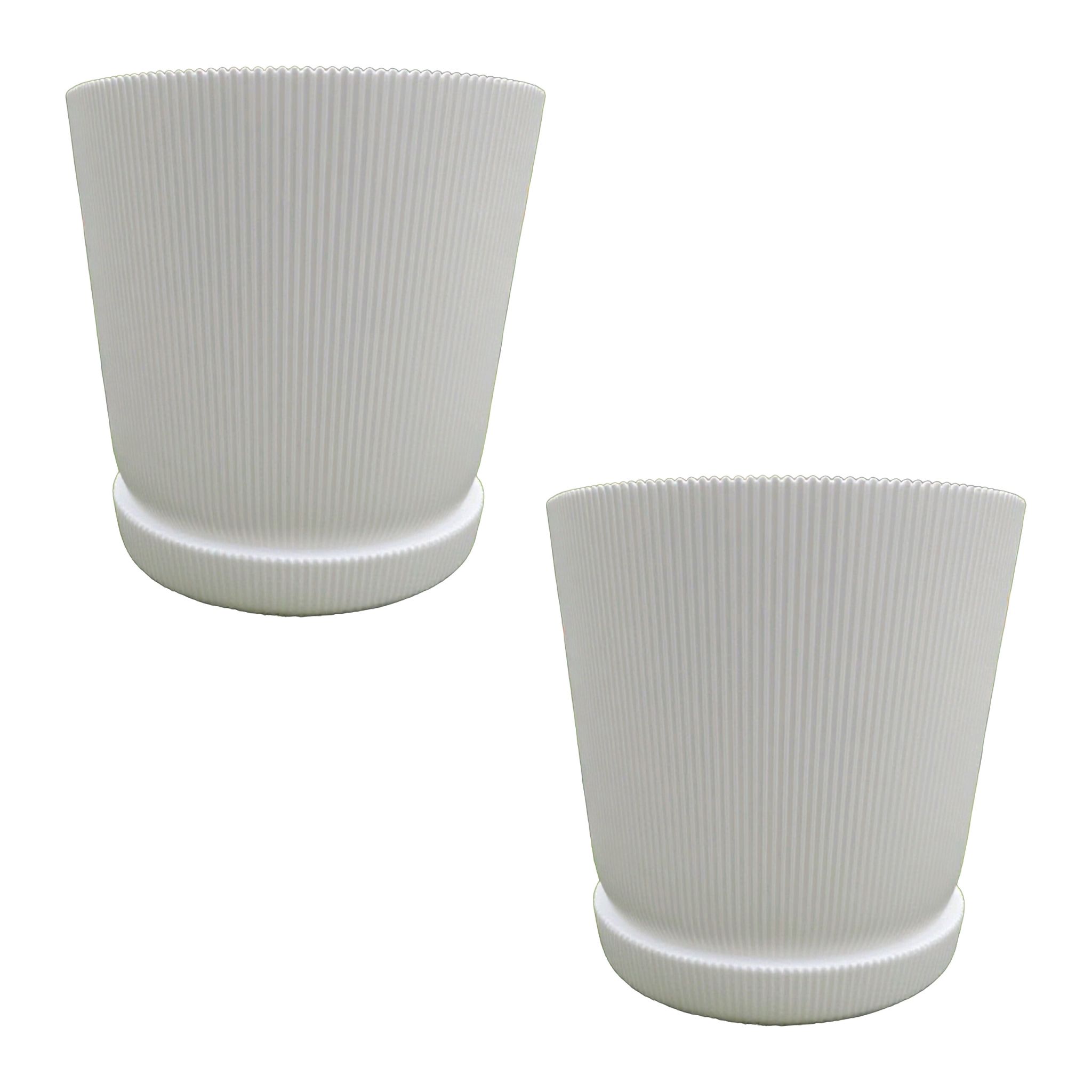 Blumentopf mit Untersetzer 2er-Set Weiss