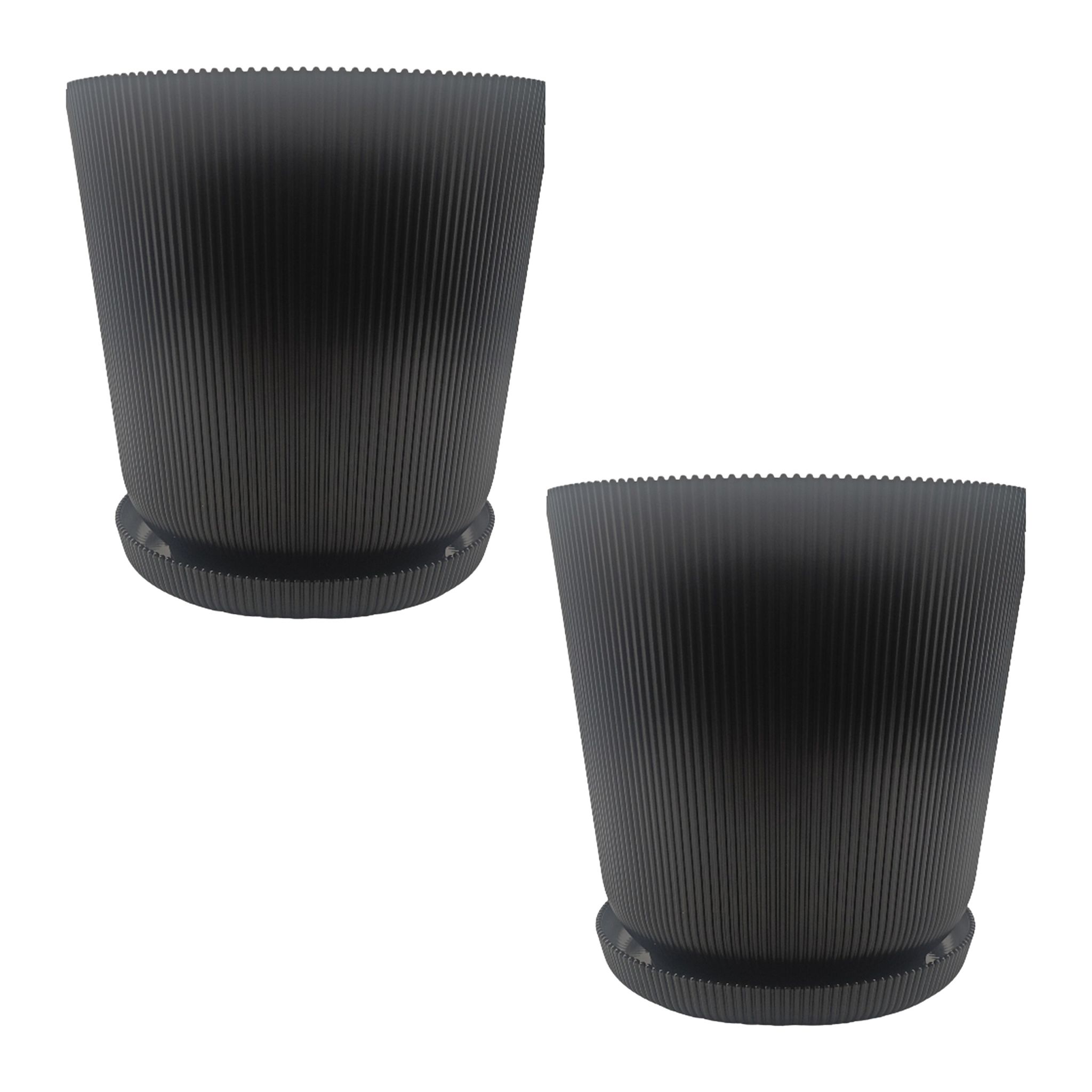 Blumentopf mit Untersetzer 2er-Set Schwarz