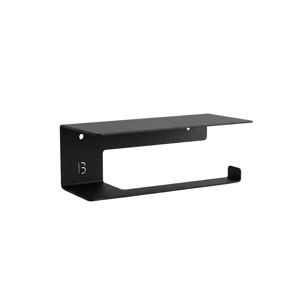 Wand-Toilettenpapierhalter mit Ablage schwarz