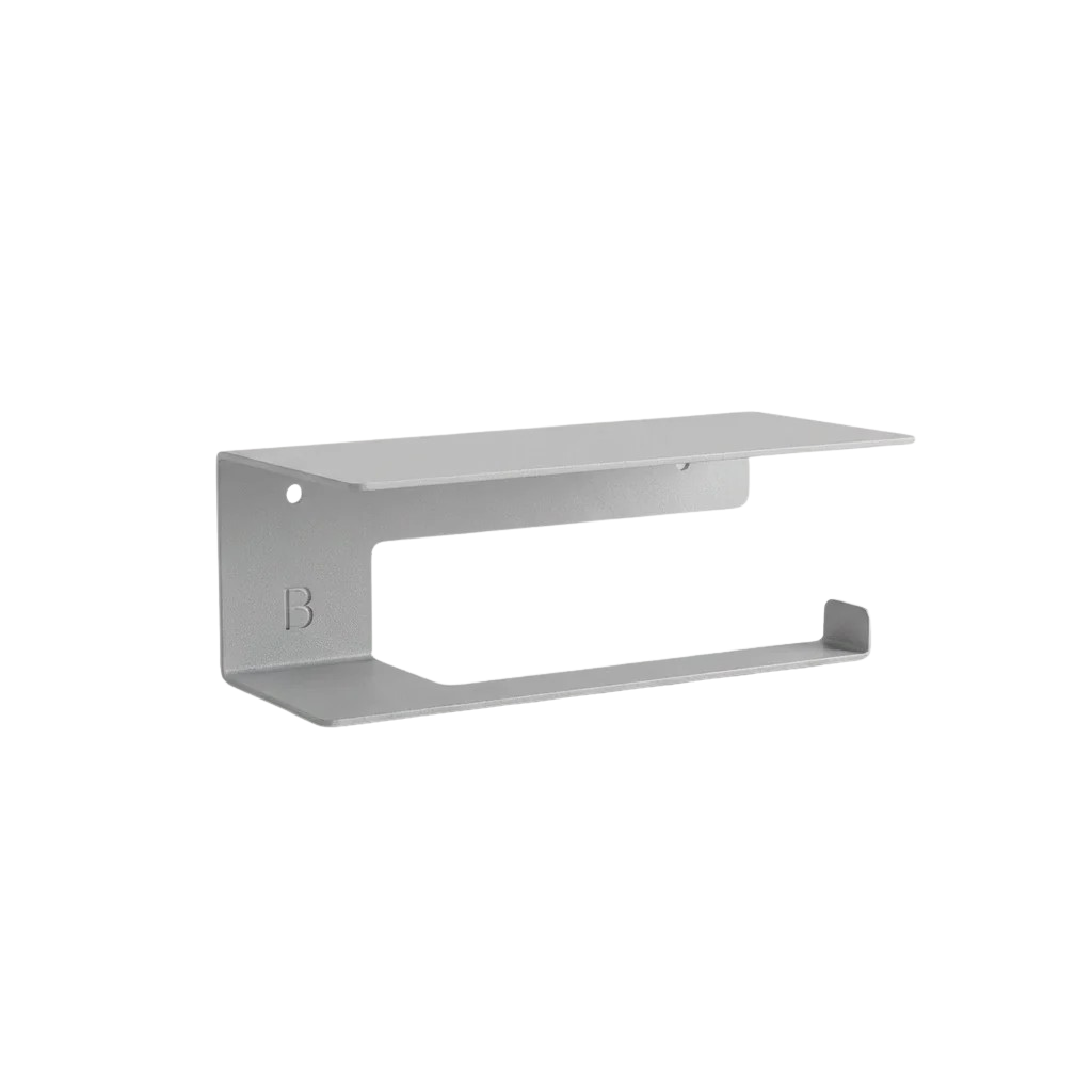 Wand-Toilettenpapierhalter mit Ablage silber