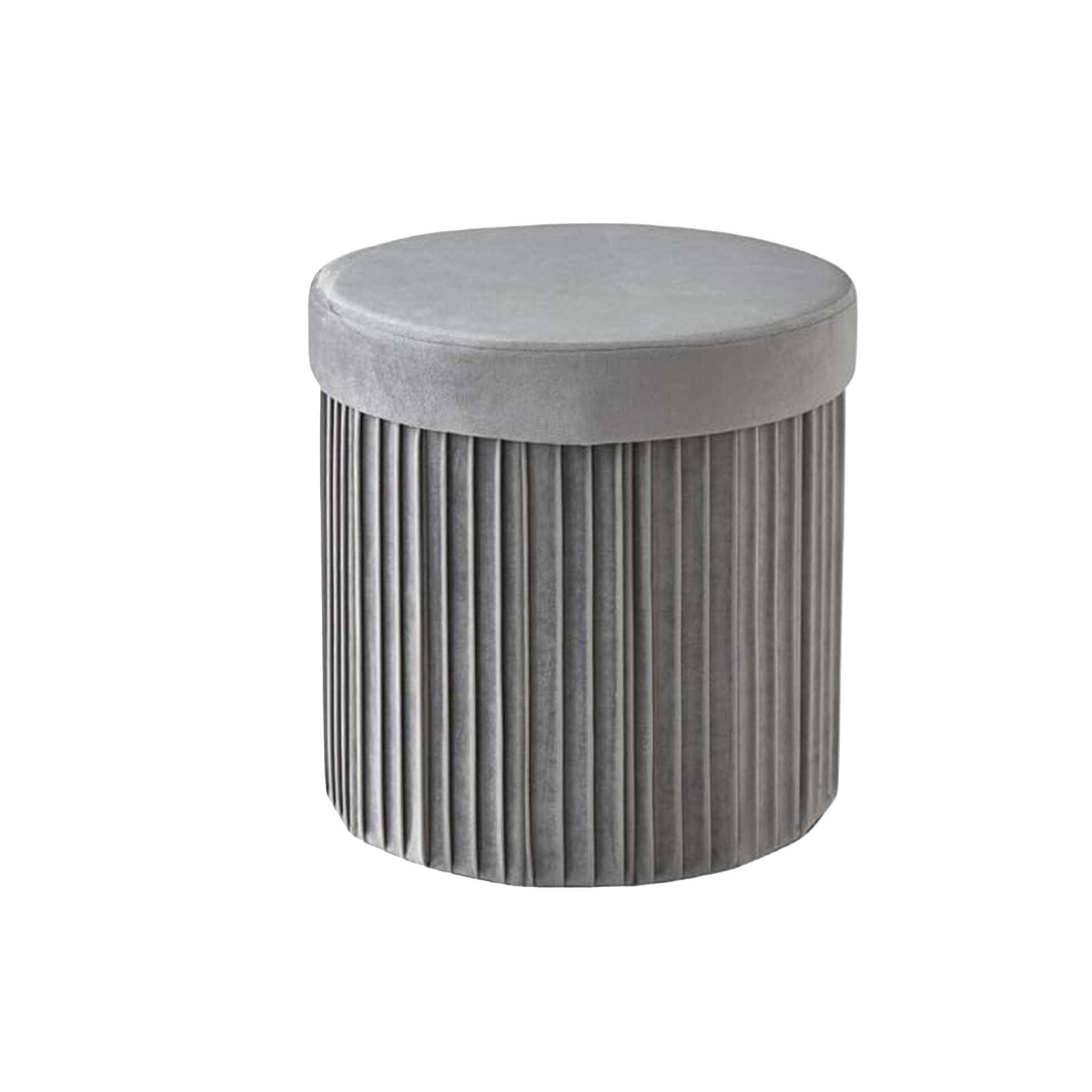 Hocker Samt mit Stauraum Grau