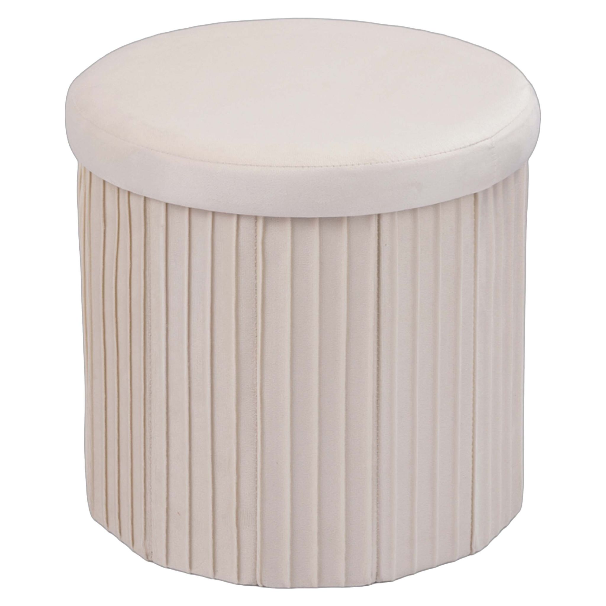 Hocker Samt mit Stauraum Creme