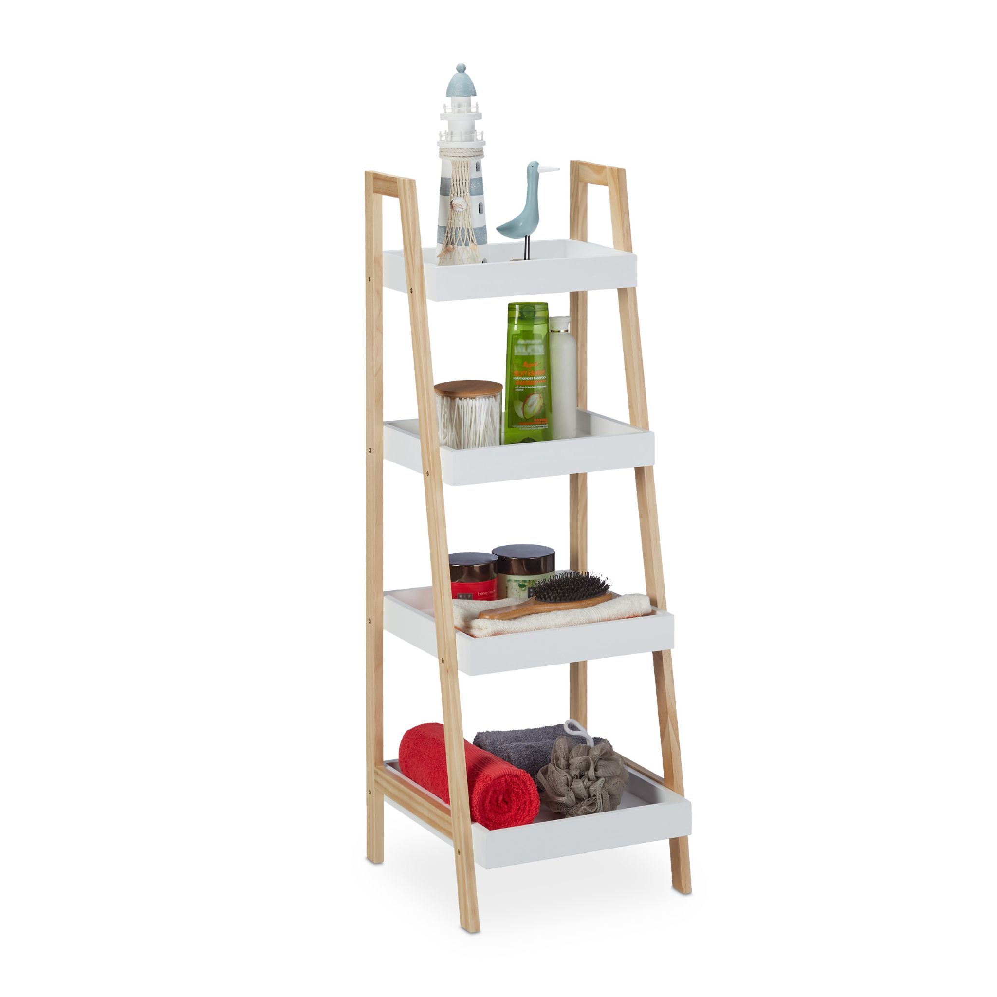 Badregal Leiter weiss Weiss-Hellbraun