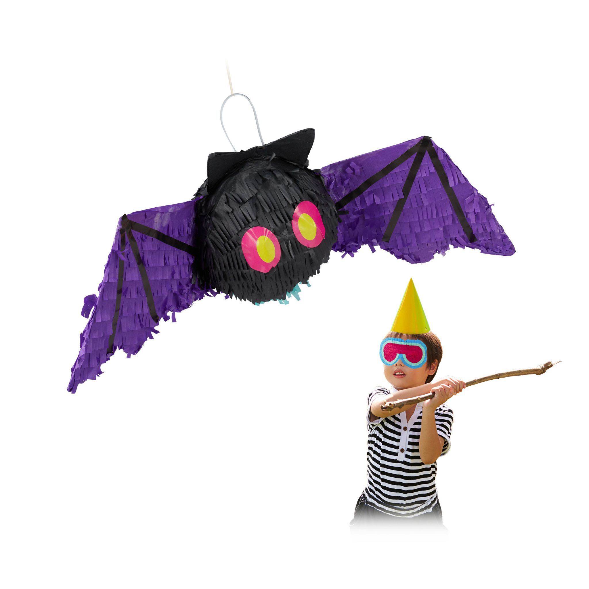 Pinata Fledermaus Lila-Pink-Schwarz