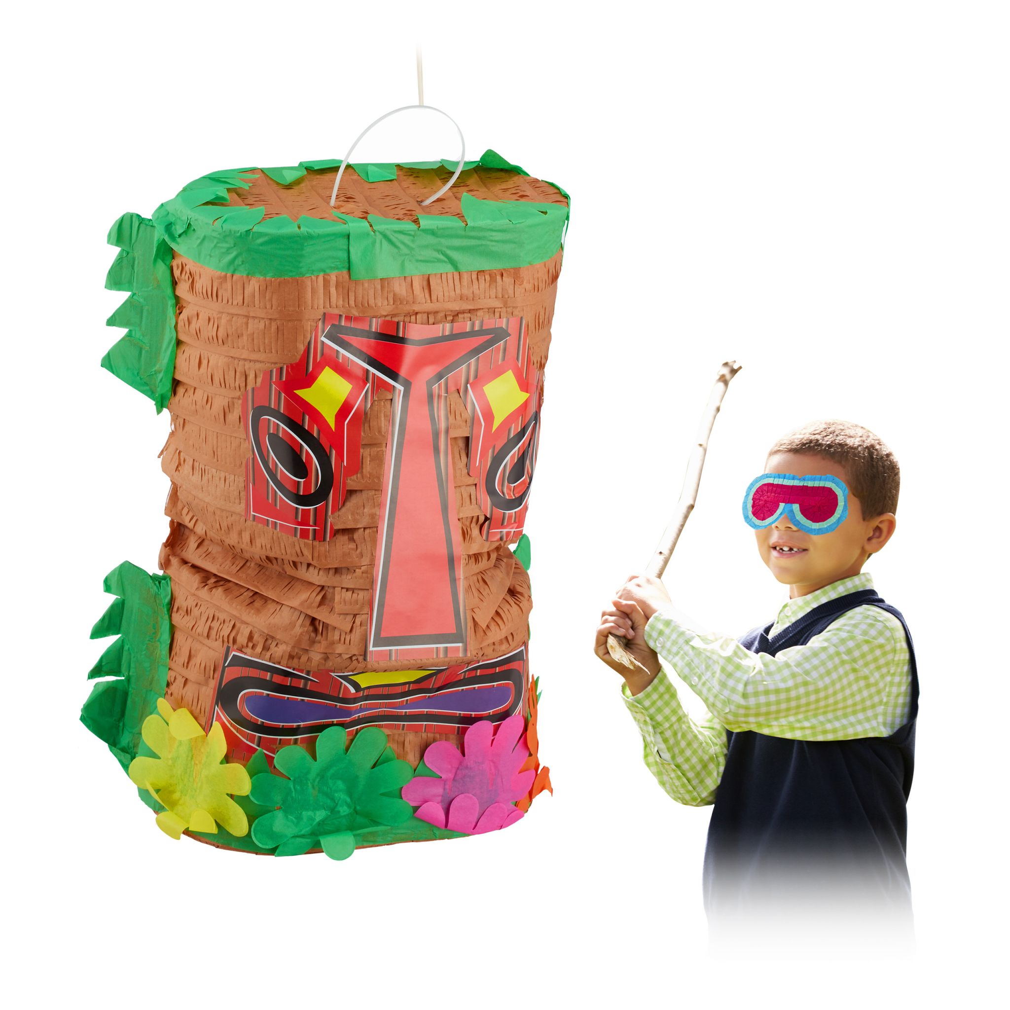Pinata Tiki Braun-Grün-Rot