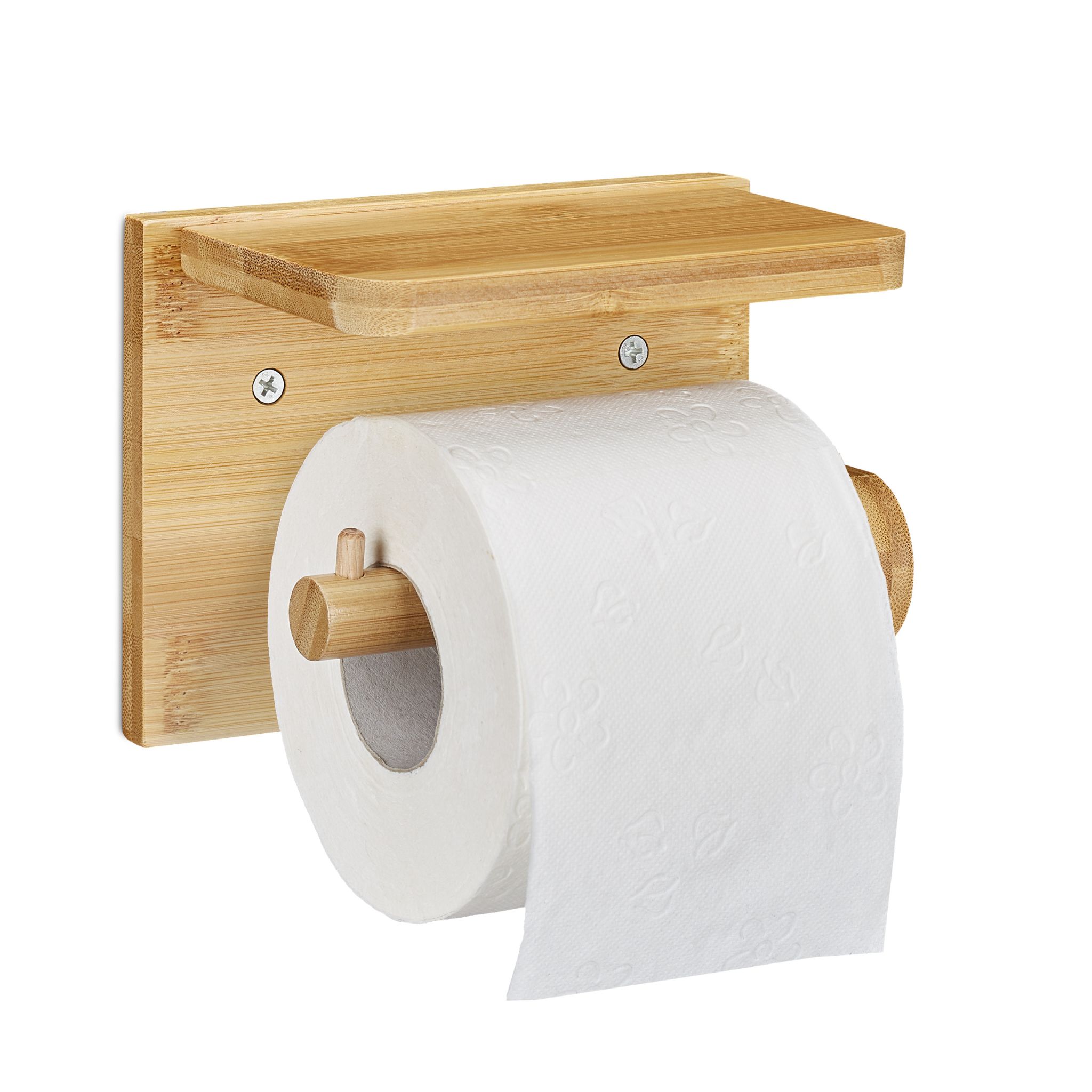 Toilettenpapierhalter mit Ablage Hellbraun