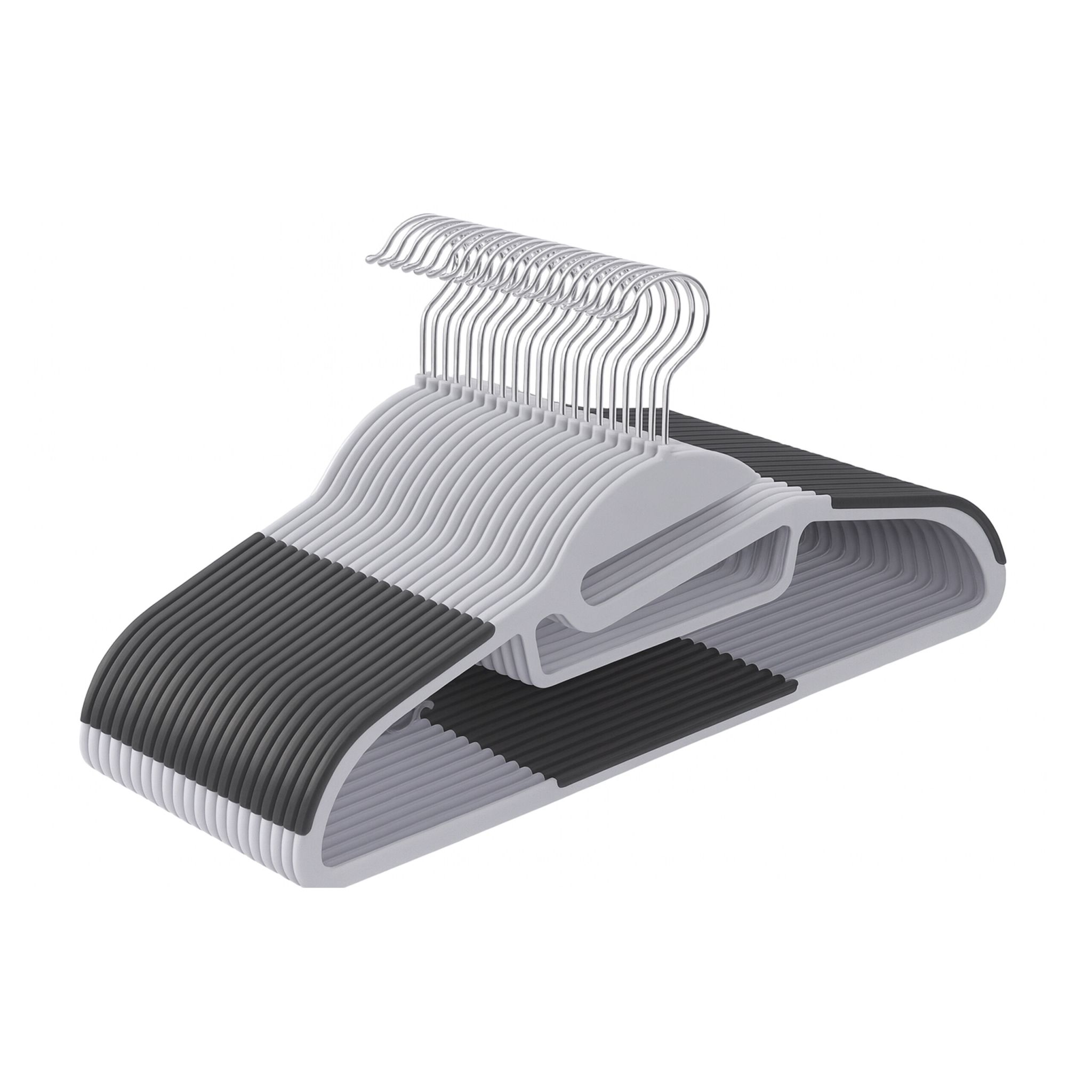 Gummierte Kleiderbügel 20er-Set Schwarz-Grau
