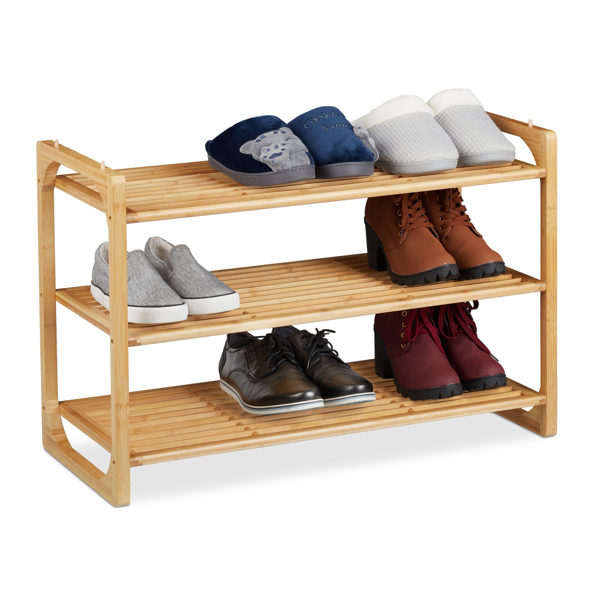 Schuhregal Bambus stapelbar Hellbraun