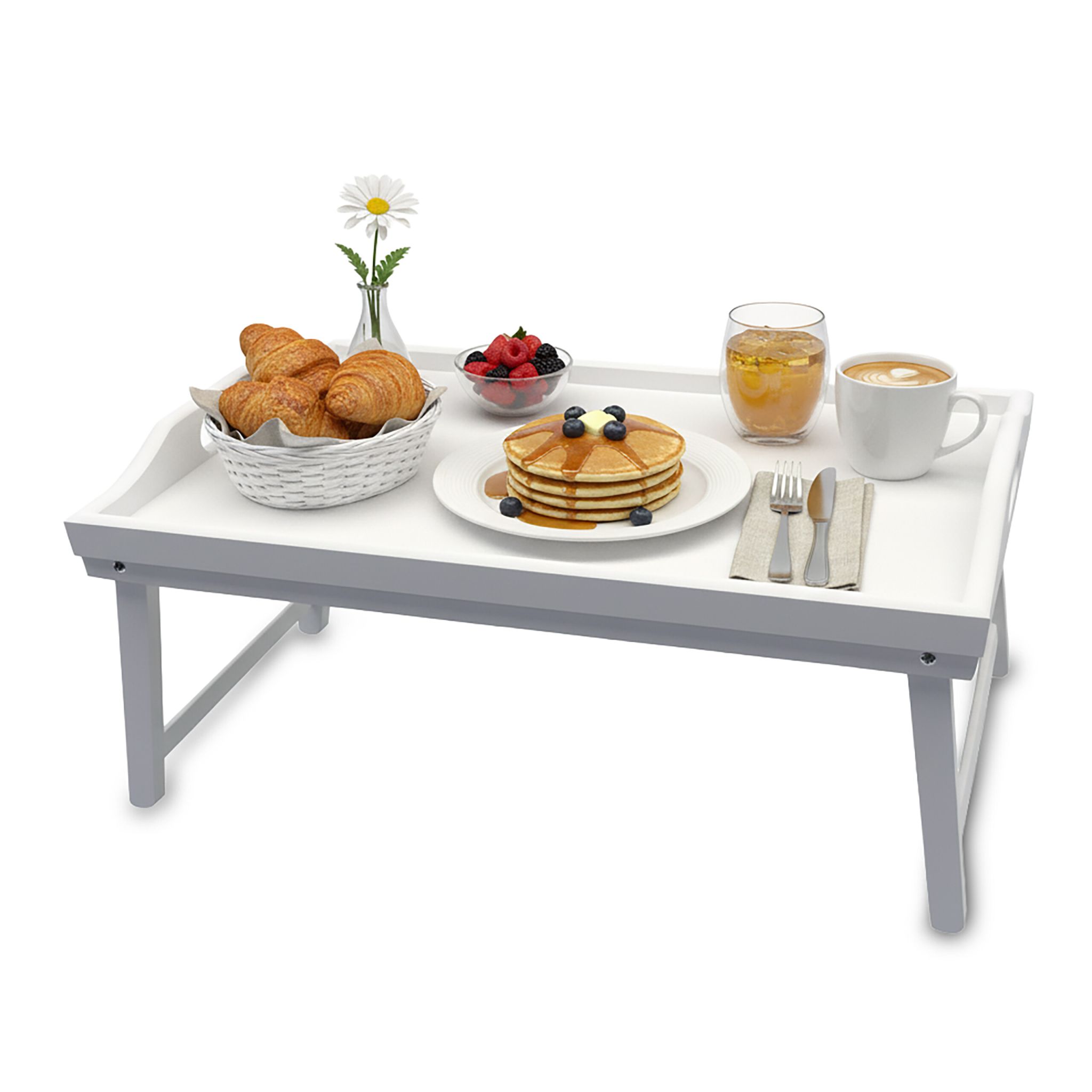 Betttablett Bambus Weiss
