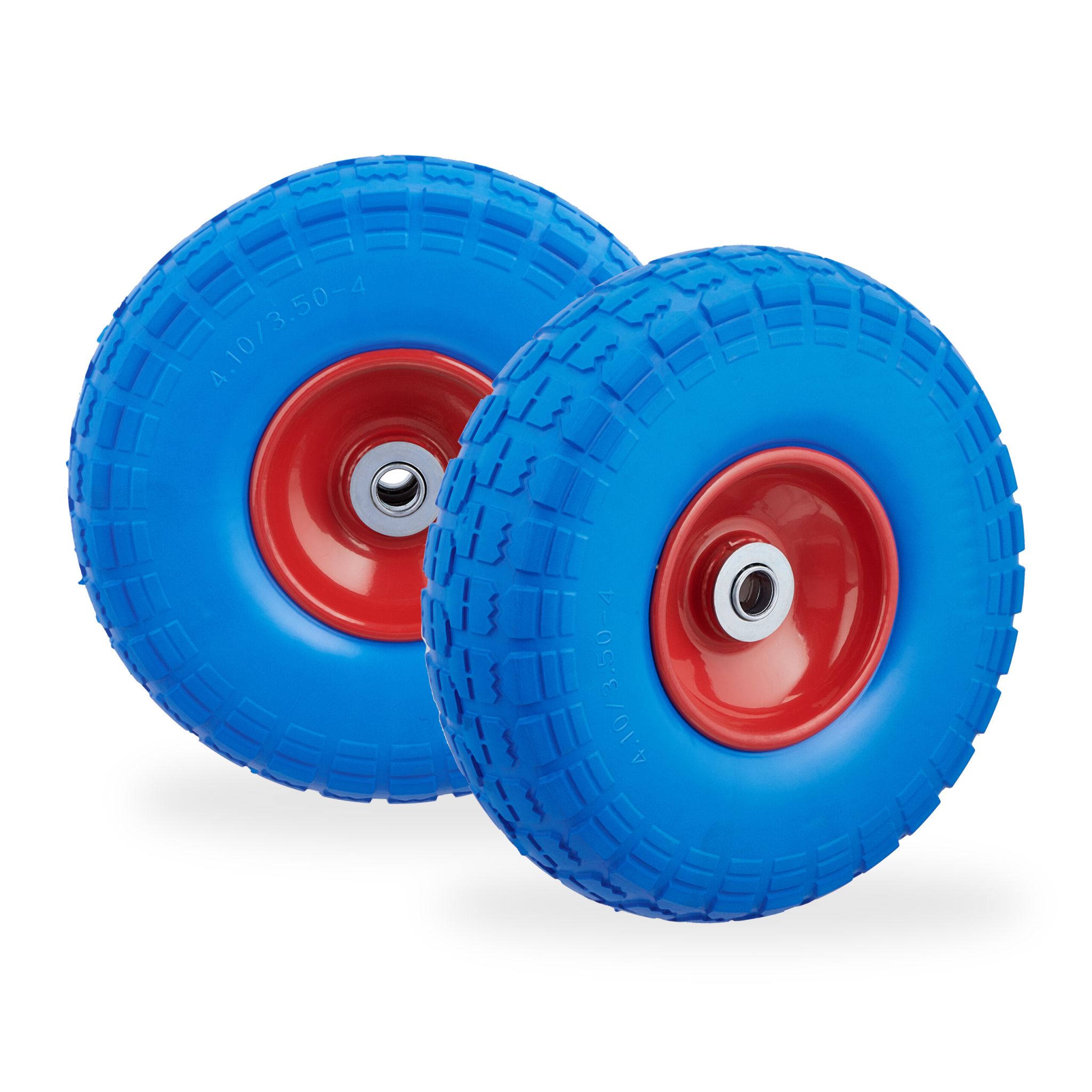 Sackkarrenrad PU 2er-Set Blau-Rot