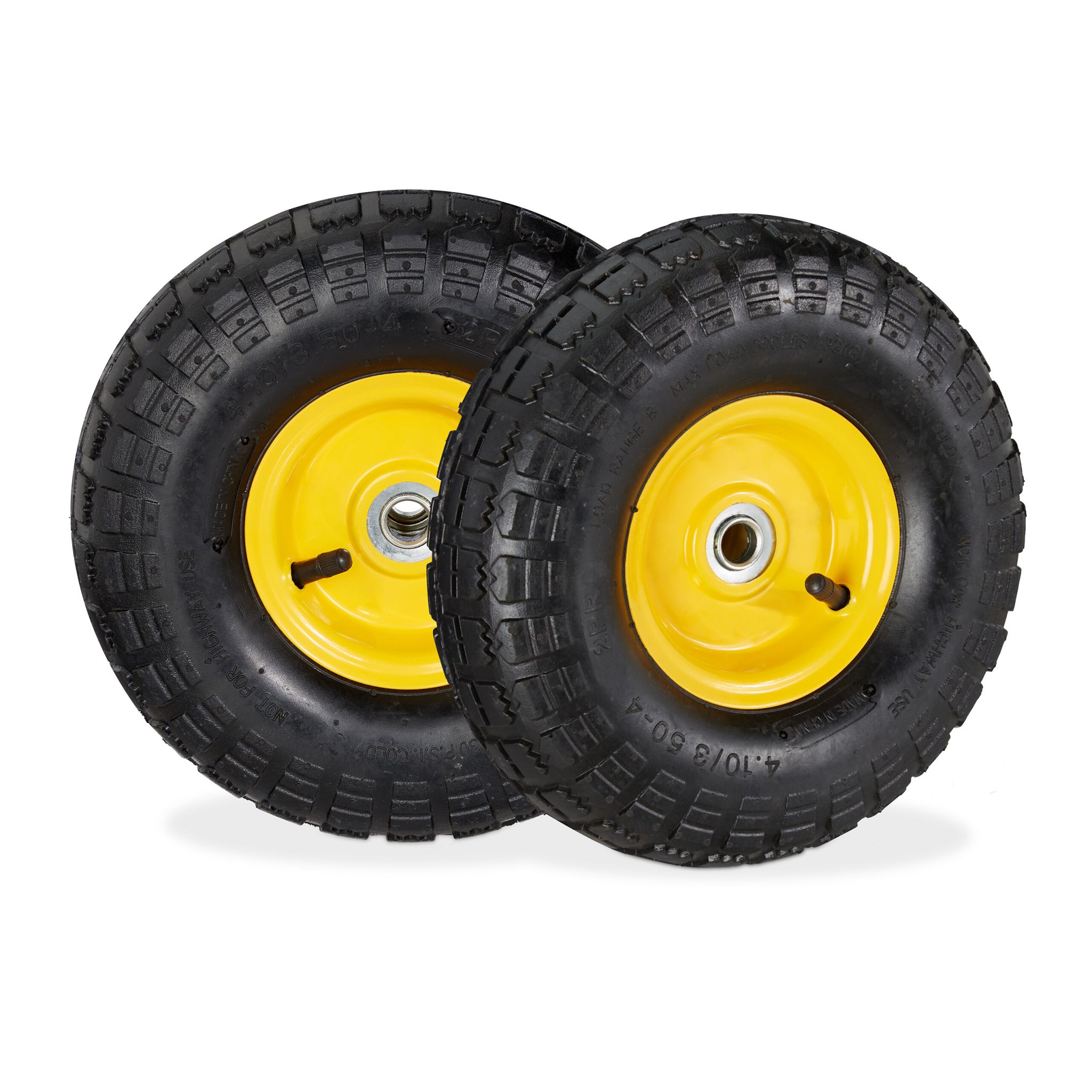 Sackkarrenrad 2er-Set 4.10 3.50-4 Gelb-Schwarz