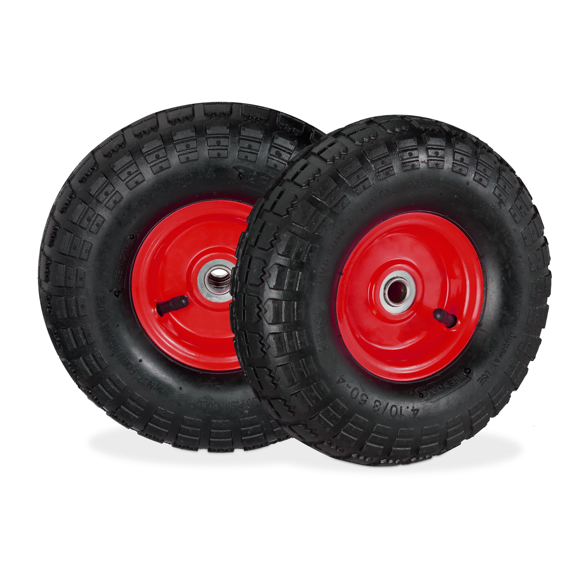 Sackkarrenrad 2er-Set 4.10 3.50-4 Rot-Schwarz