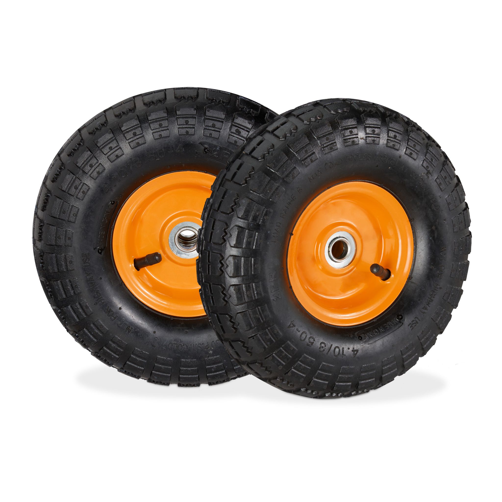 Sackkarrenrad 2er-Set 4.10 3.50-4 Orange-Schwarz