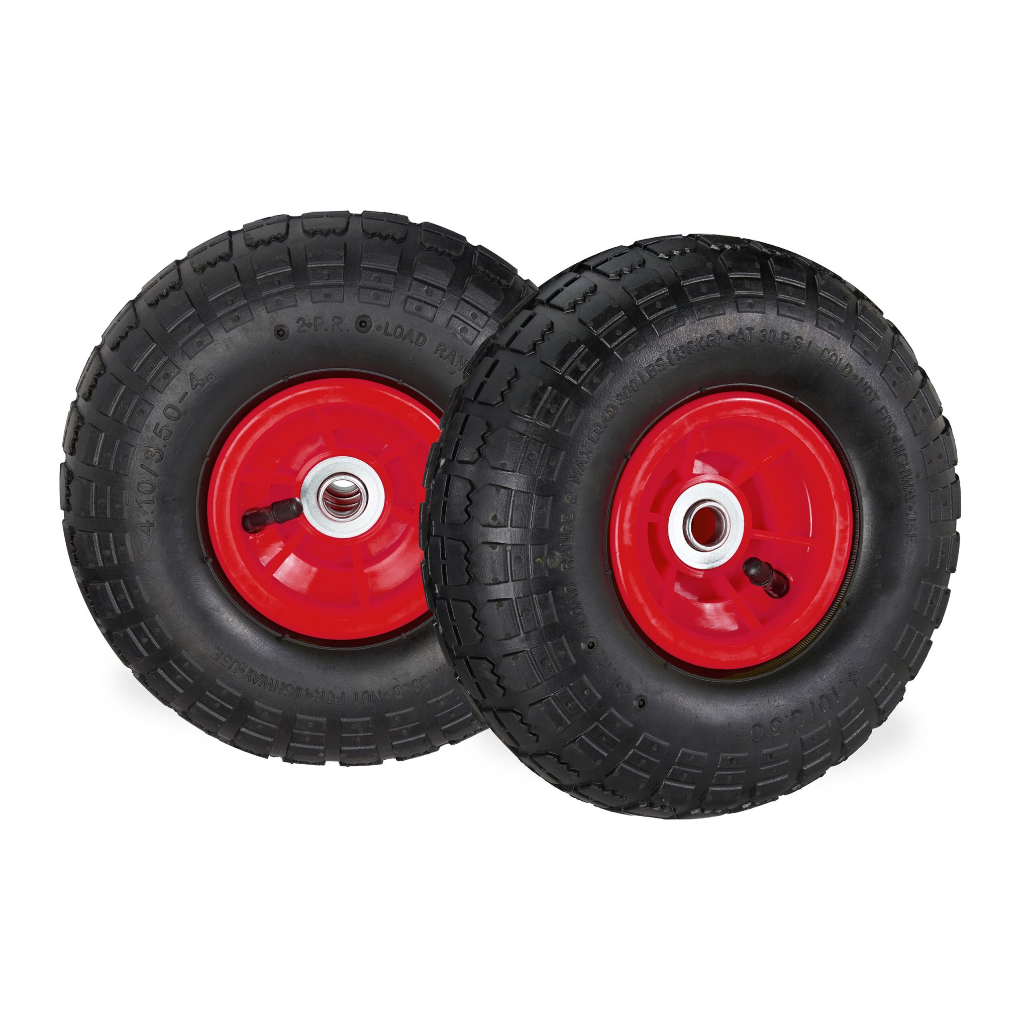 Sackkarrenrad 2er-Set 3.5-4 Rot-Schwarz